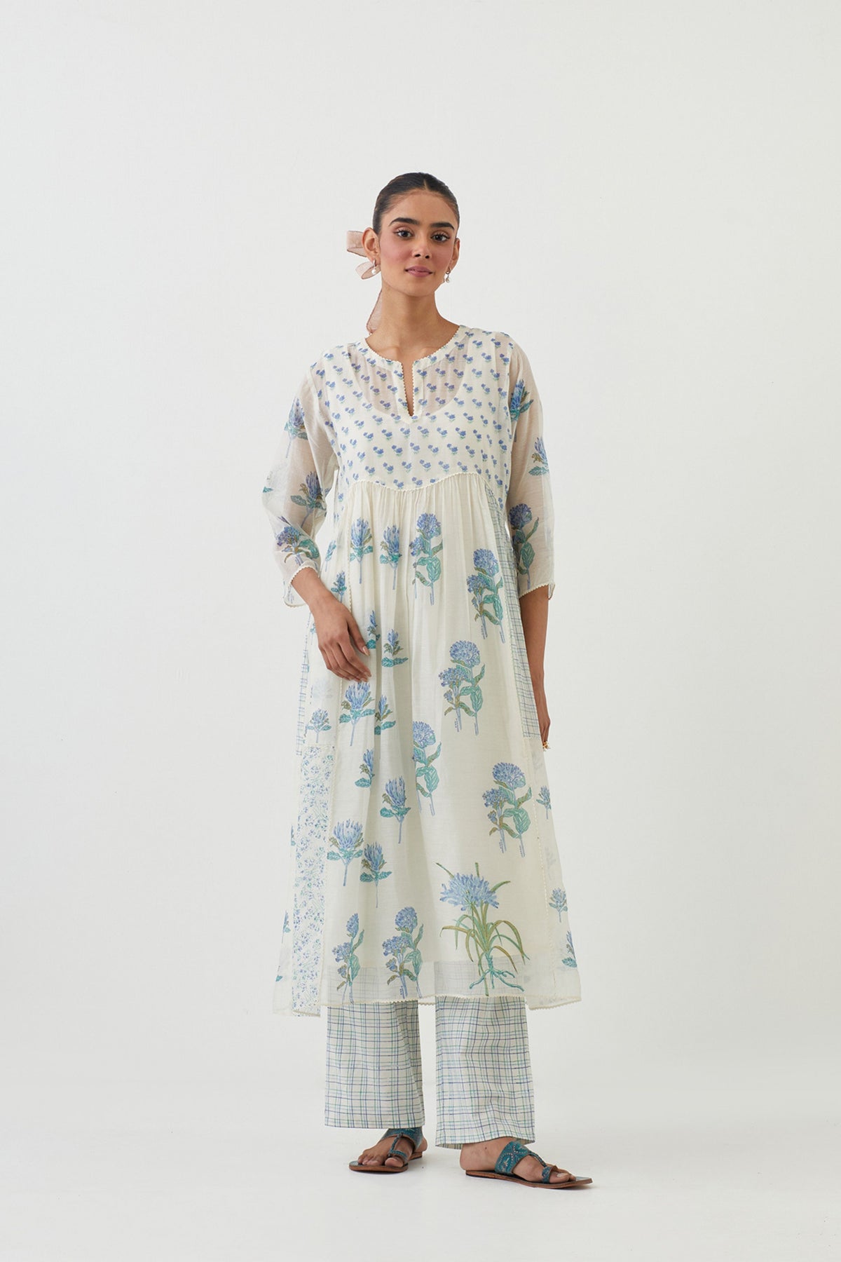 Blue Chanderi Kurta Set