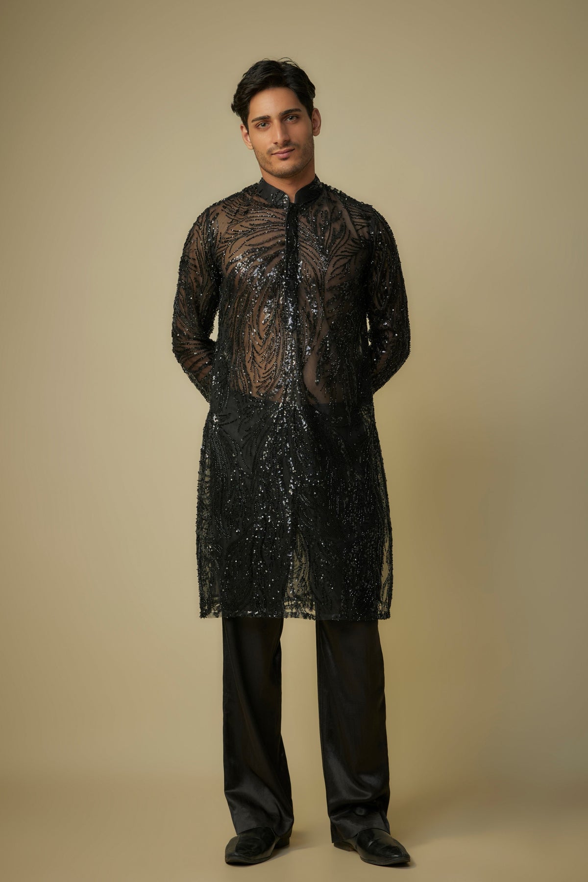 Black Embroidered Kurta Set