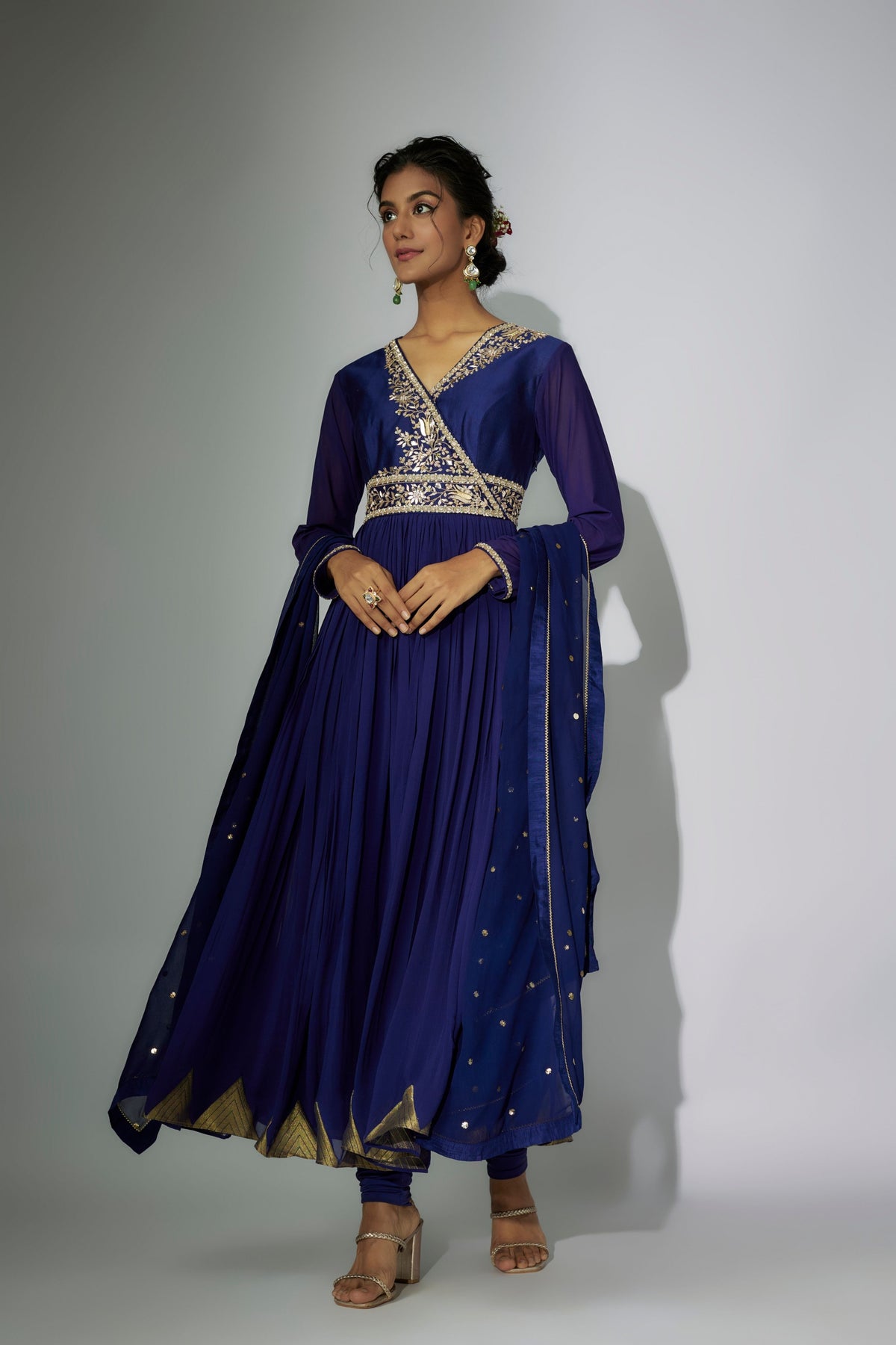 Royal Blue Embroidered Anarkali Set