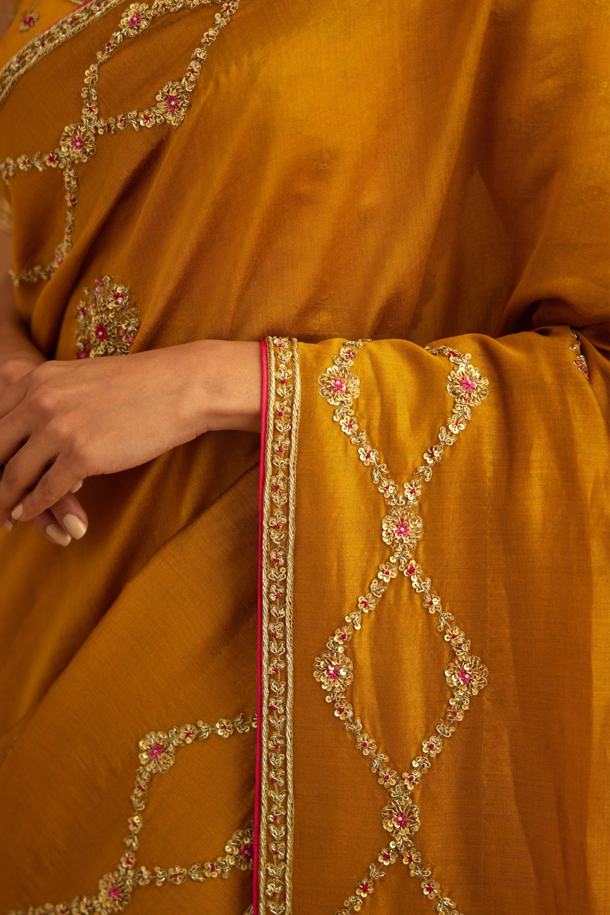 Mustard yellow Saree set