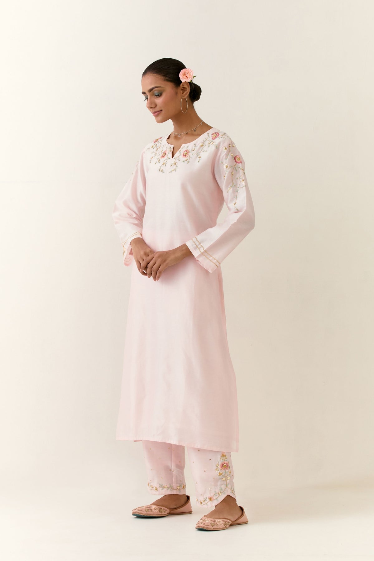 Light Pink Embroidered Kurta