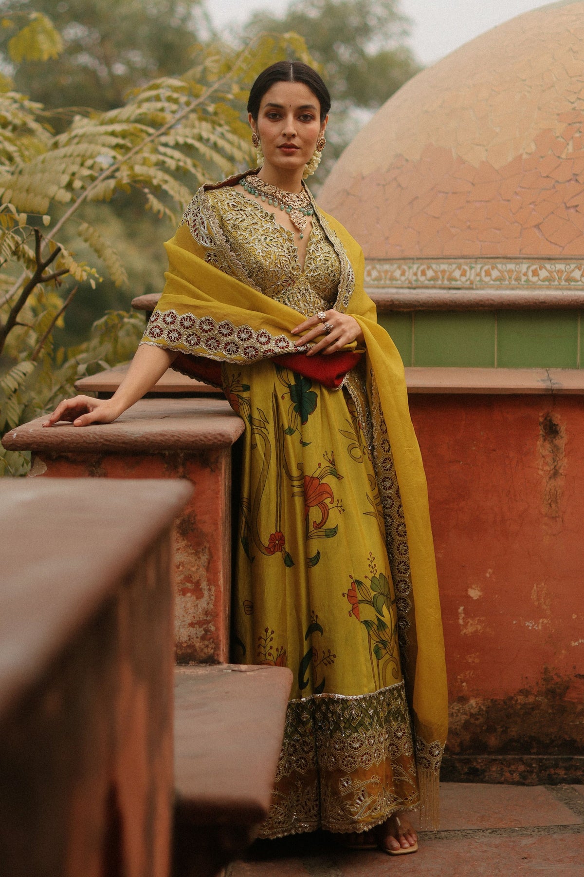 Mustard Cutwork Kalam Anarkali Set