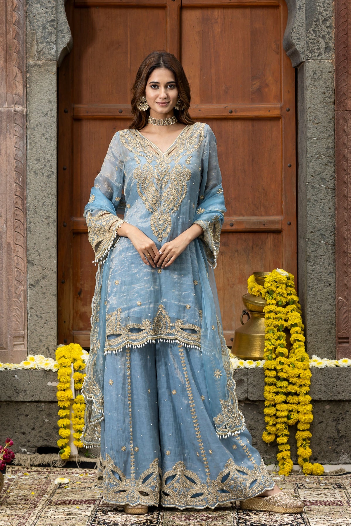 Blue Sharara Set