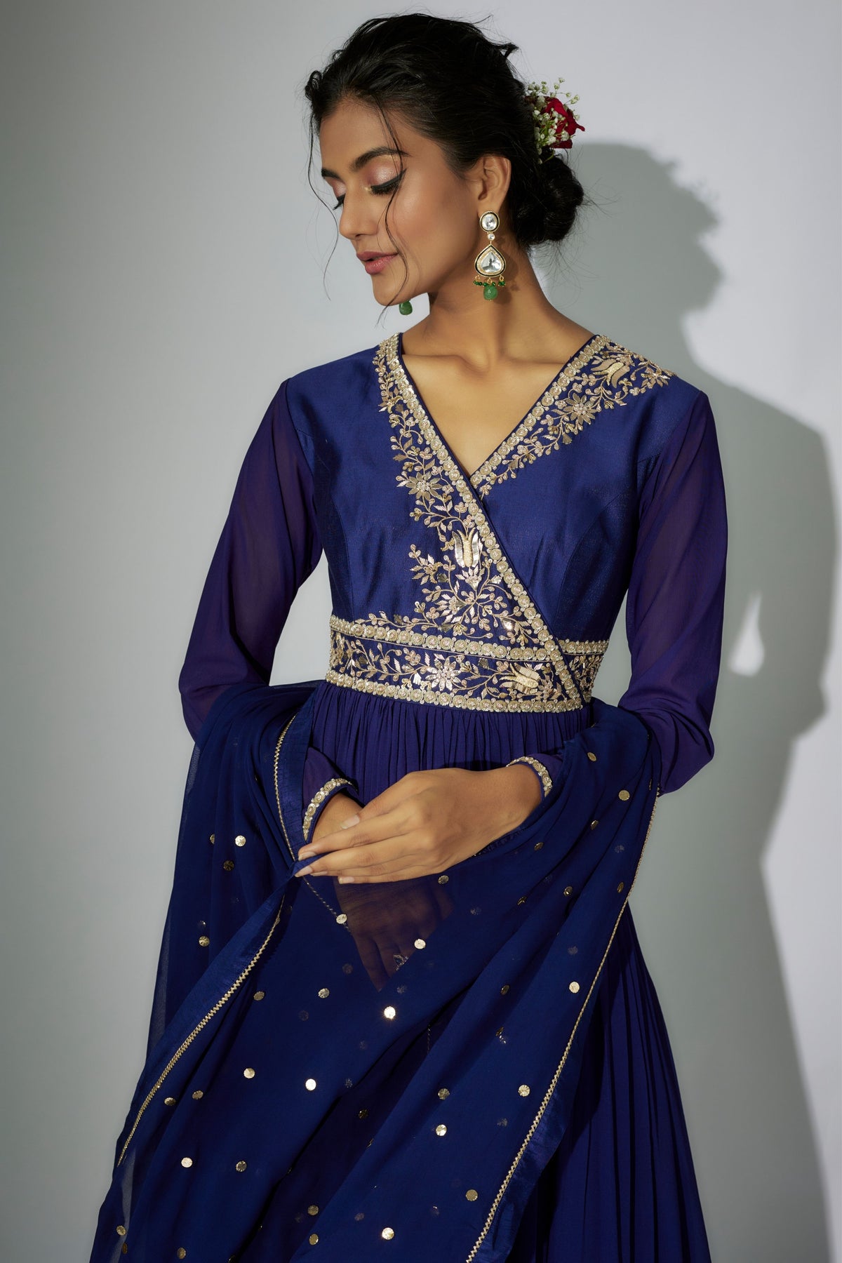 Royal Blue Embroidered Anarkali Set