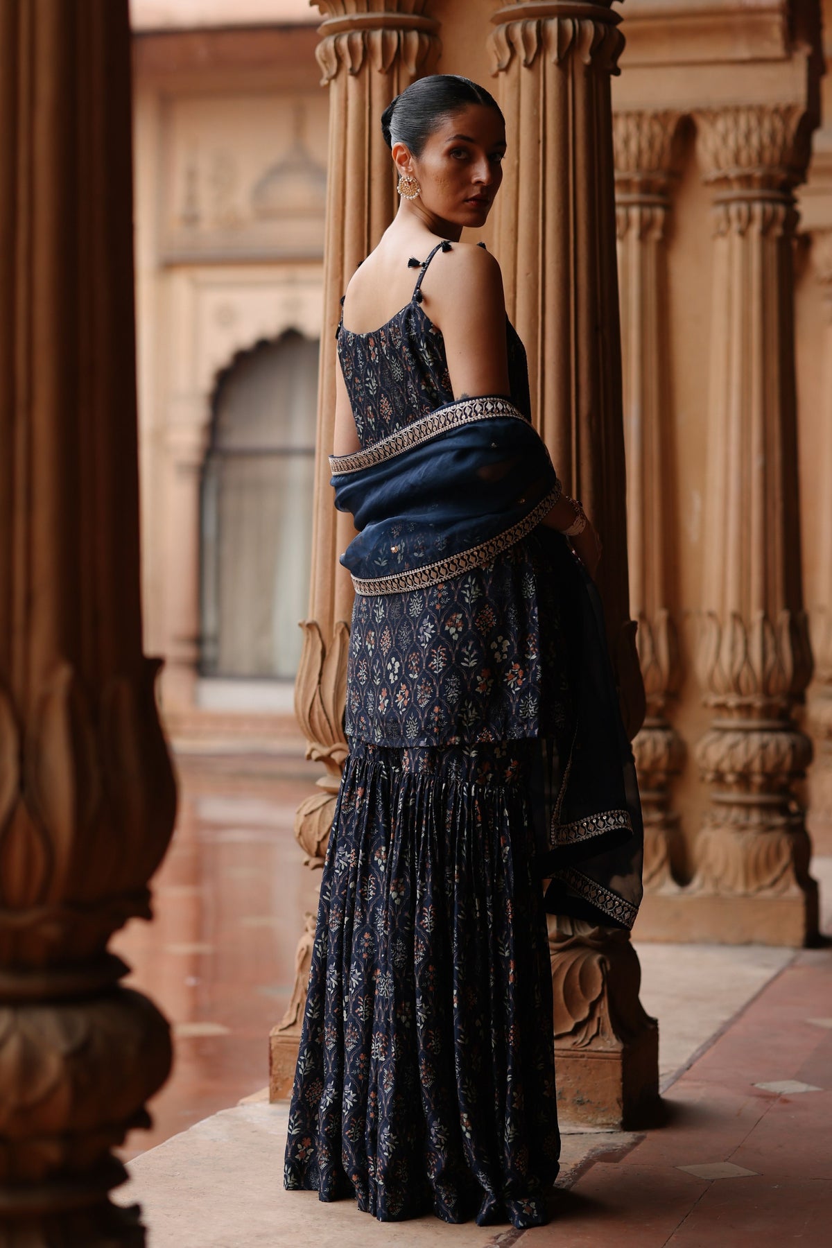 Blue Printed Sharara Set