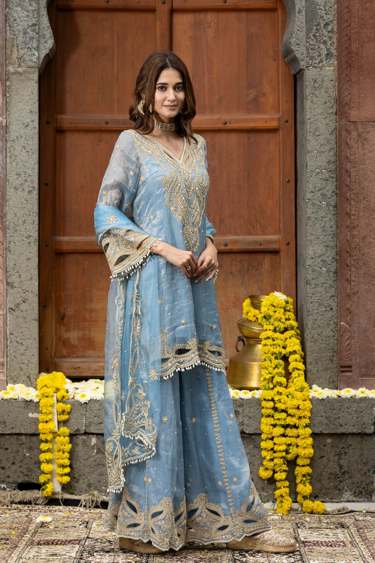 Blue Sharara Set