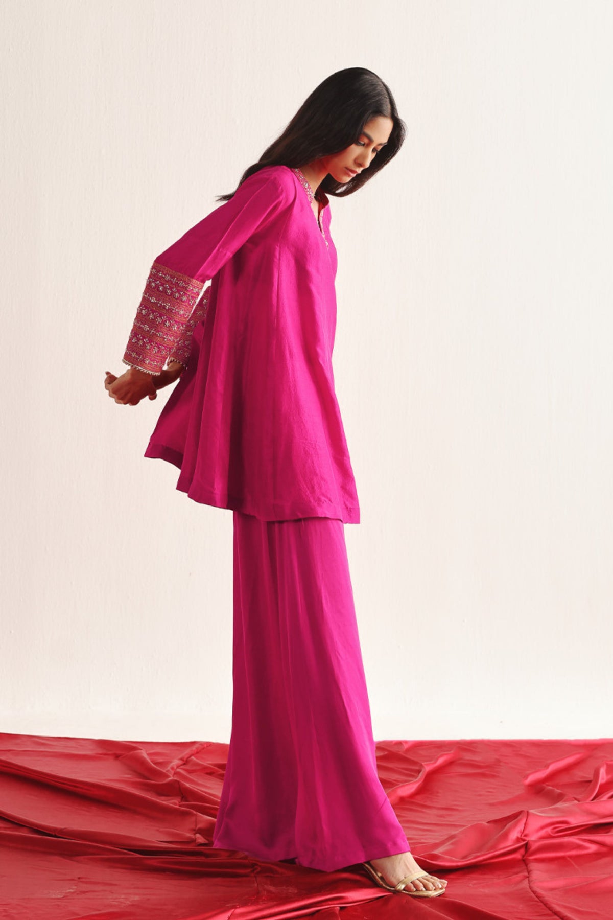 Fuschia Embellished Kurta