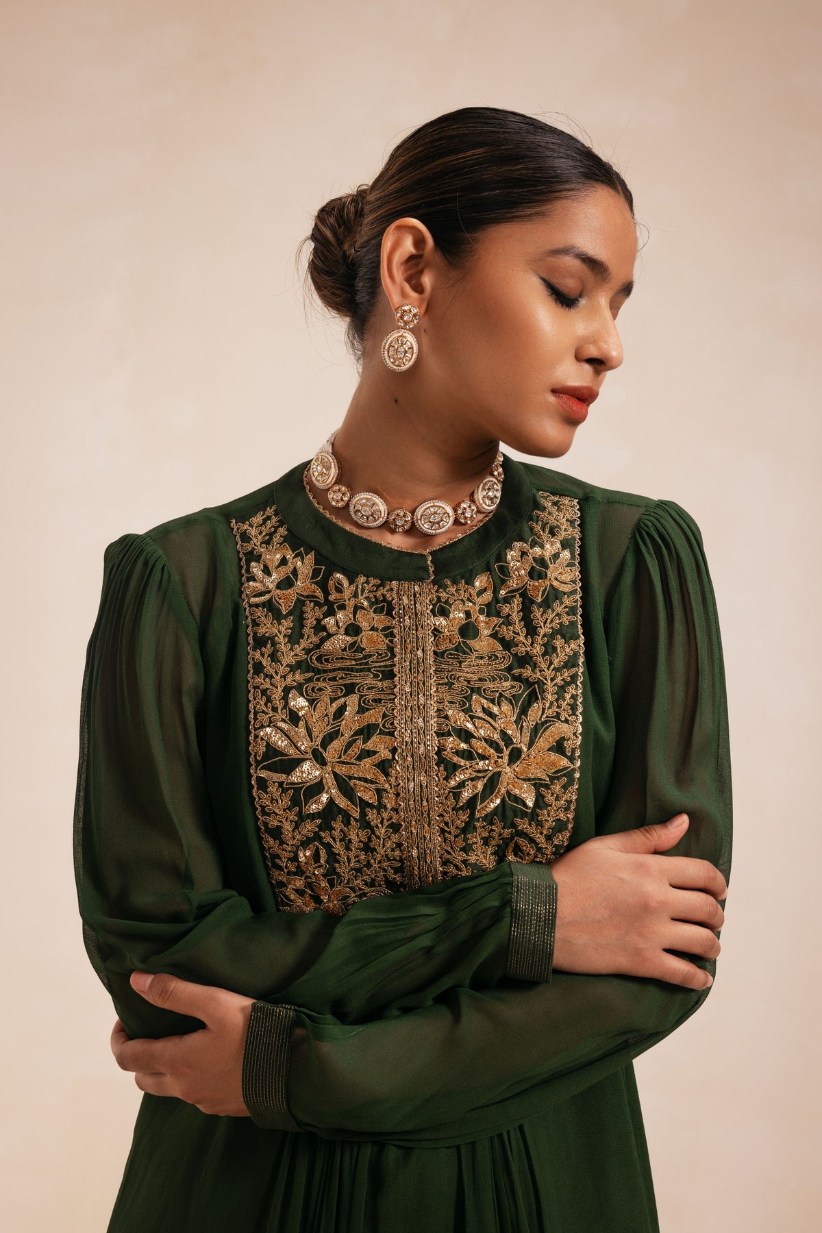 Green Intricate Embroidery Dress