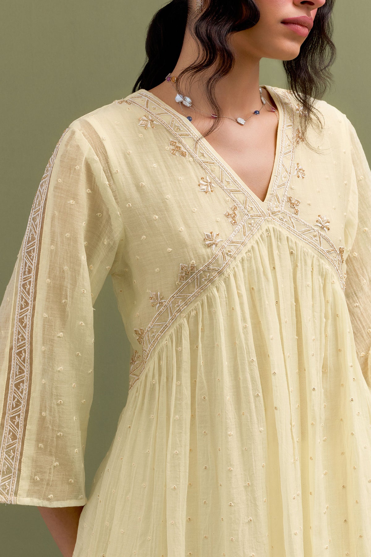 Yellow Gather Kurta Set