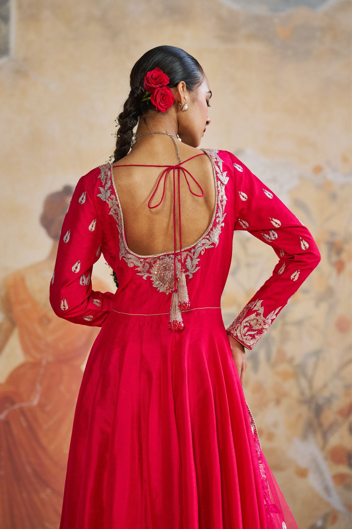 Fuschia Pink Silk Anarkali Set