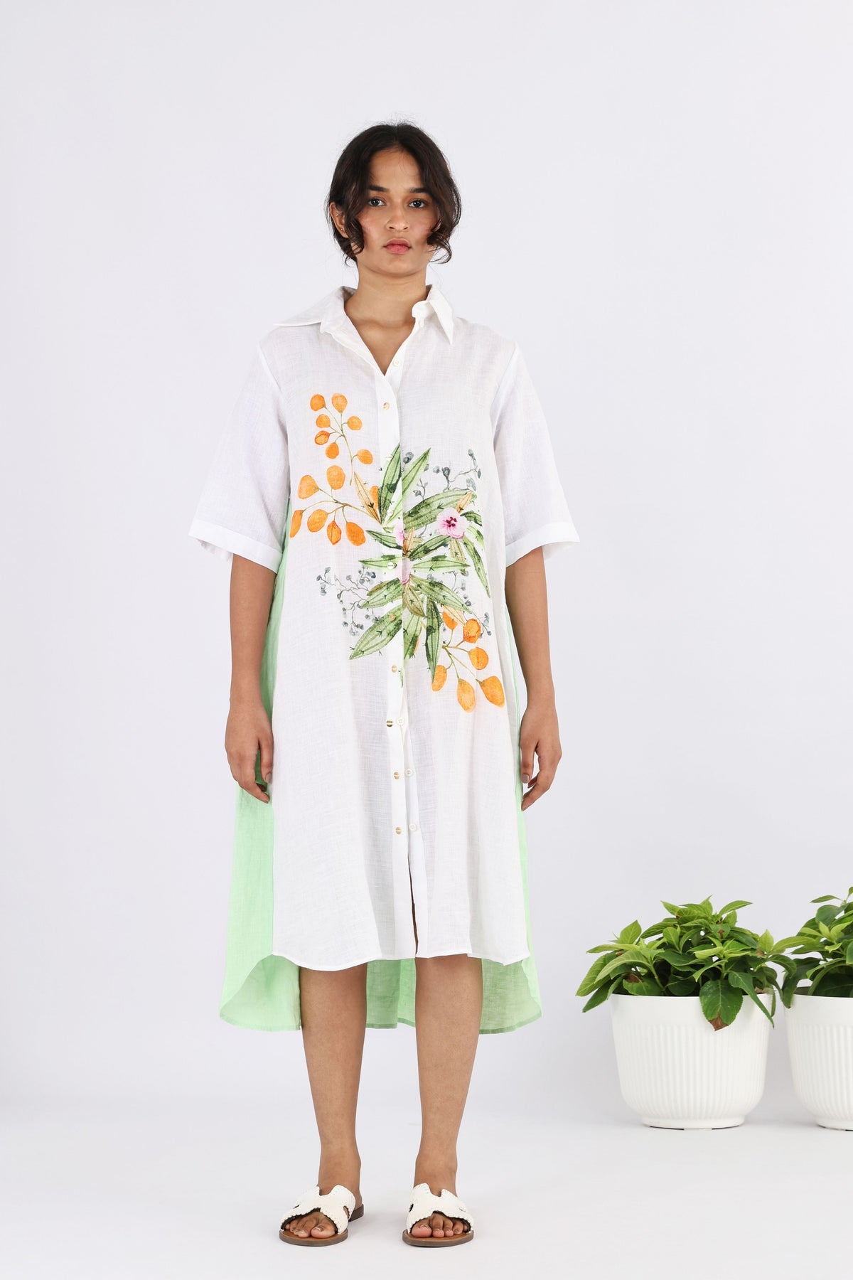 Pale Green Begonia Burst Dress