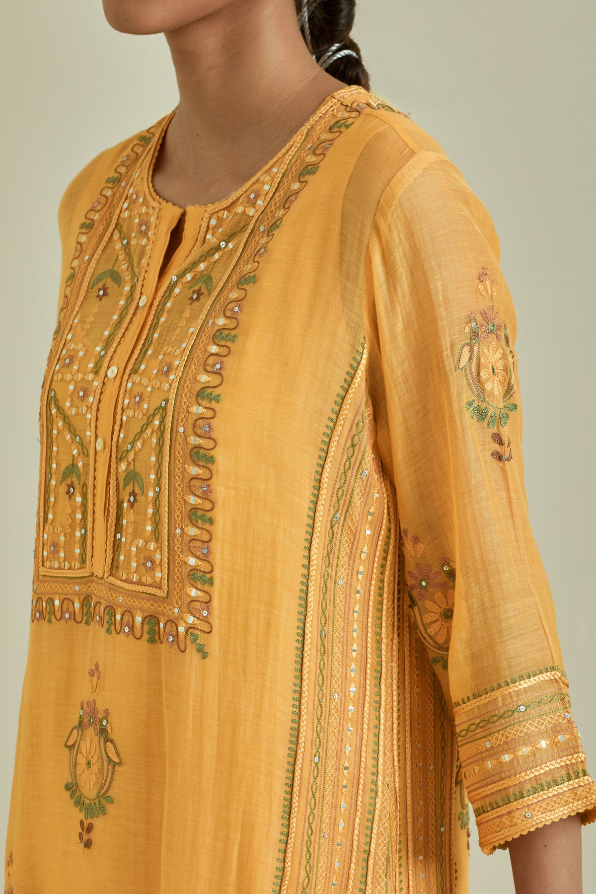 Yellow Embroidered Straight Kurta Set