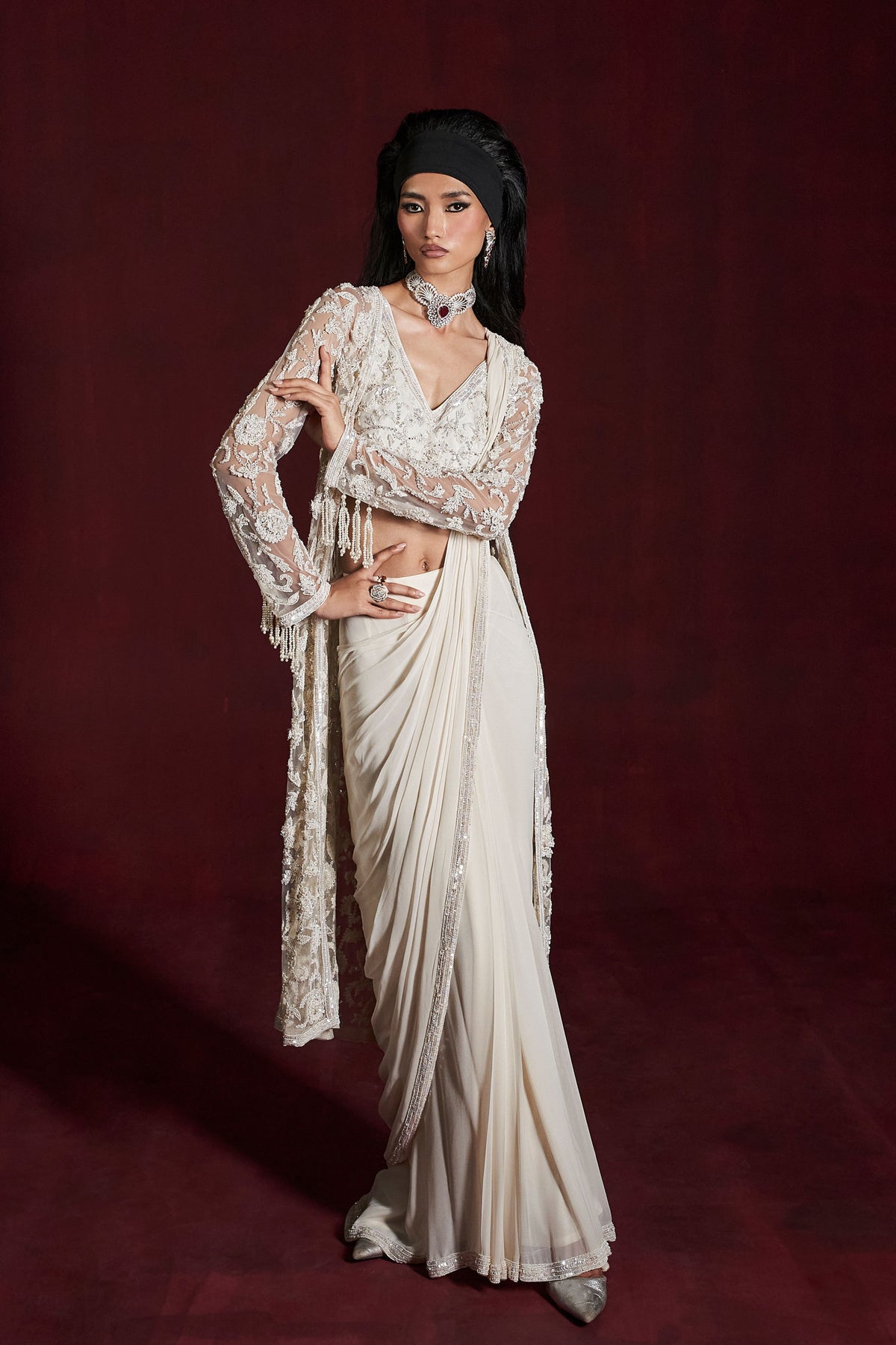 Ivory Hala Saree Set