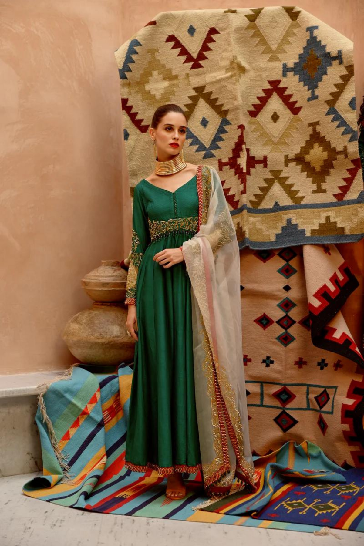 Emerald Green Anarkali Set