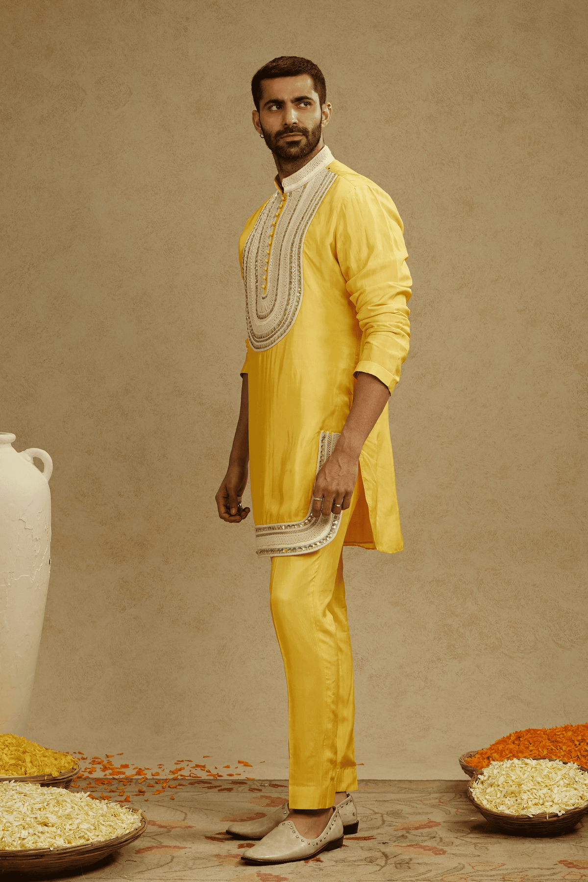 Yellow Embroidered Kurta With Pants