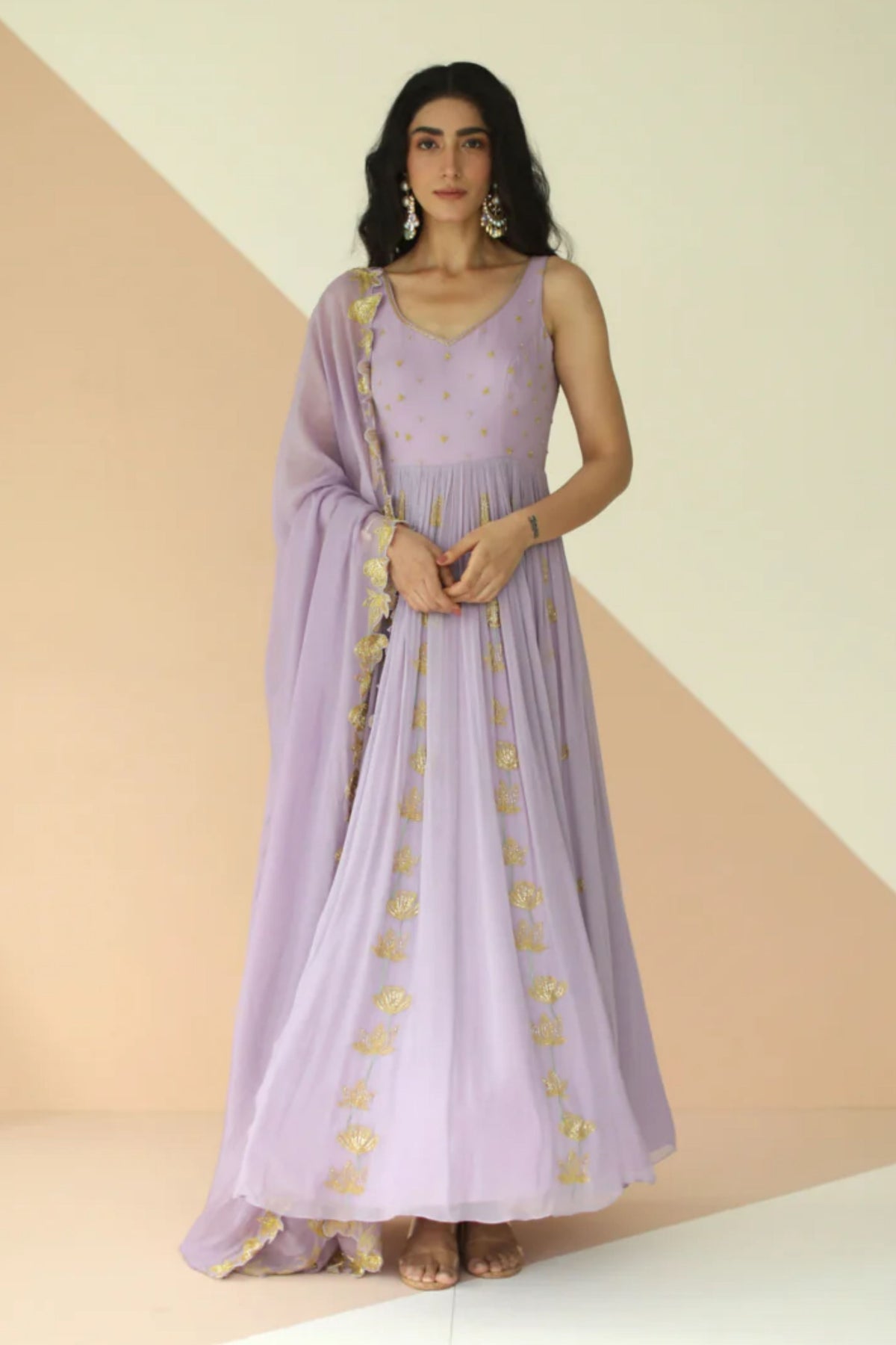 lavender full kali anarkali