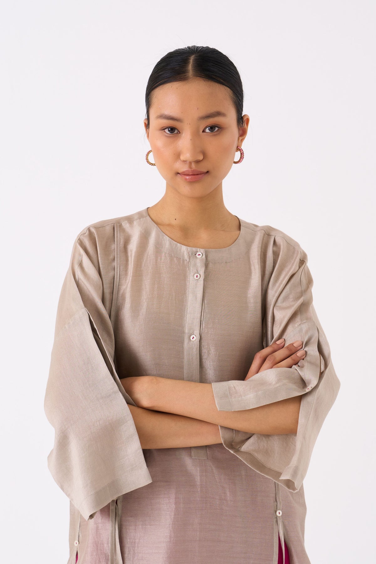 Chanderi Panelled Tunic Co-ord