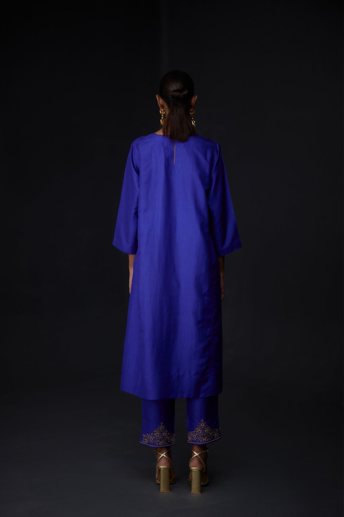 Blue Embroidered Tunic &amp; Trouser Set