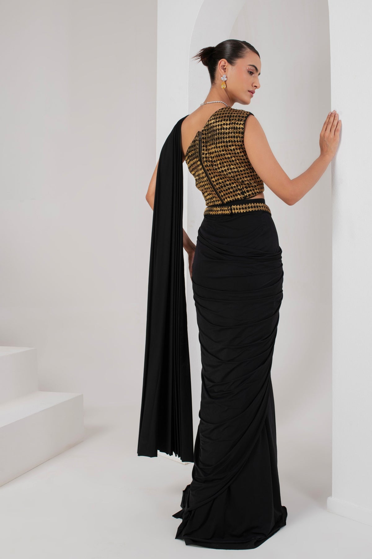 Black Drape Saree