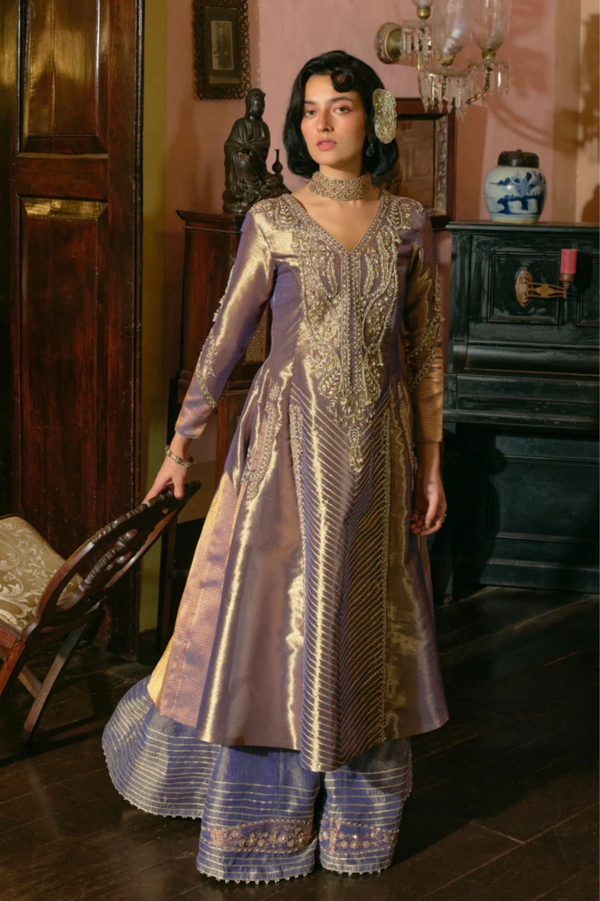 Purple Anarkali Set