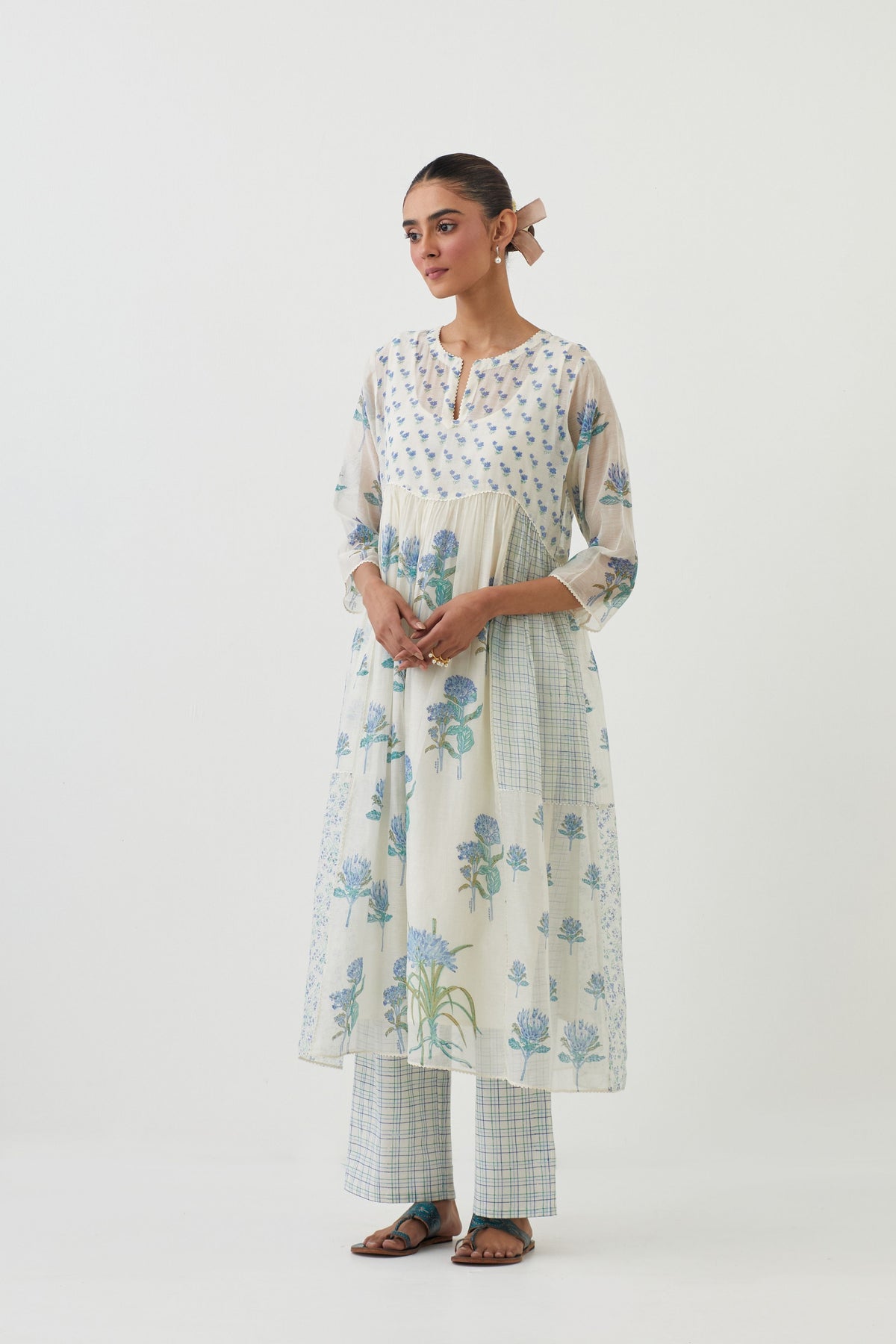 Blue Chanderi Kurta Set