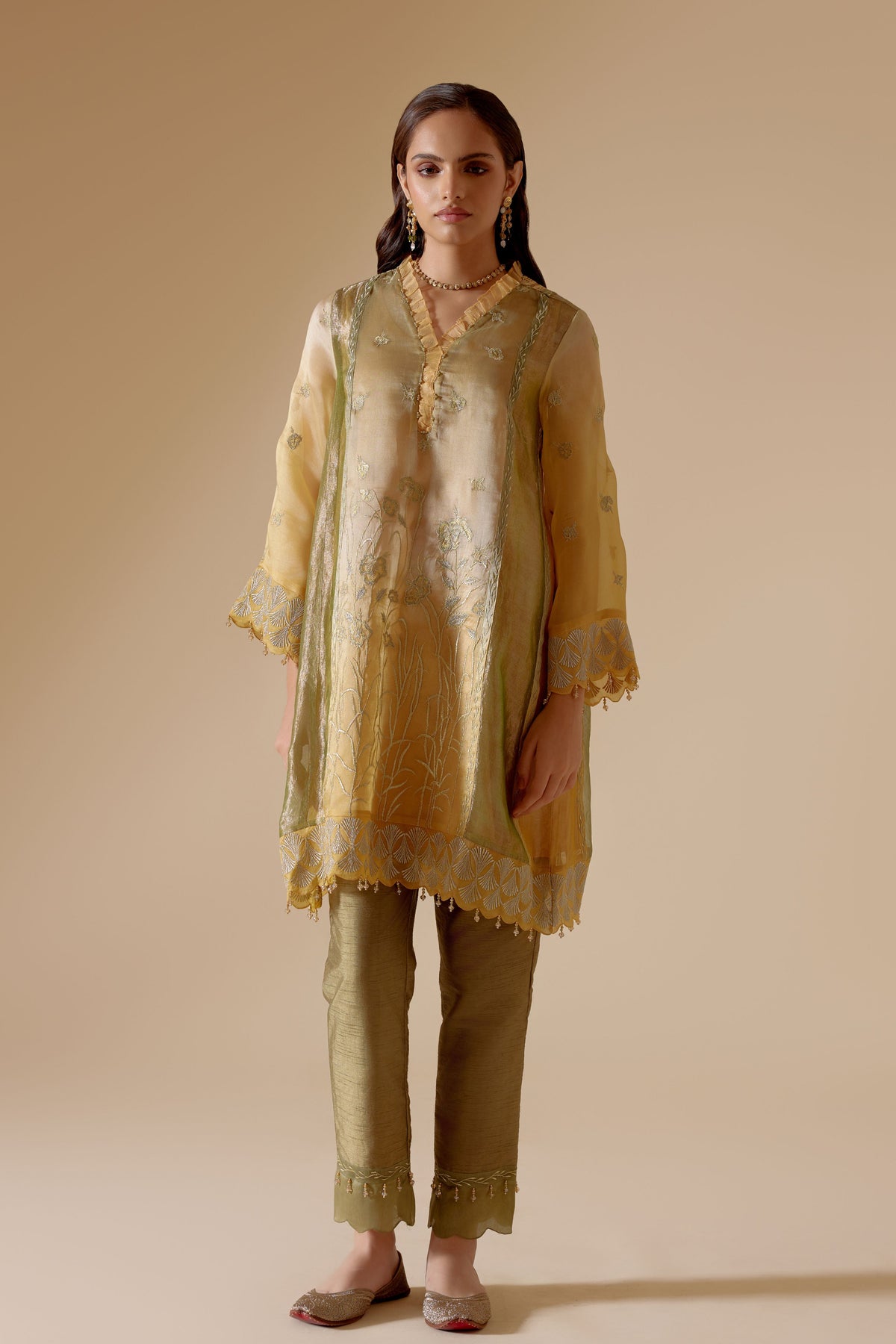 Farida Mustard Kurta Set