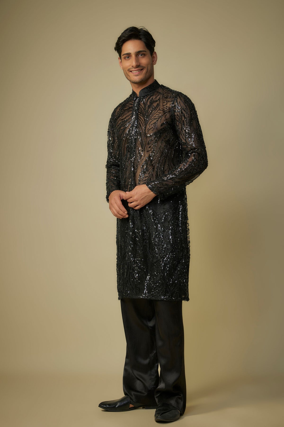 Black Embroidered Kurta Set