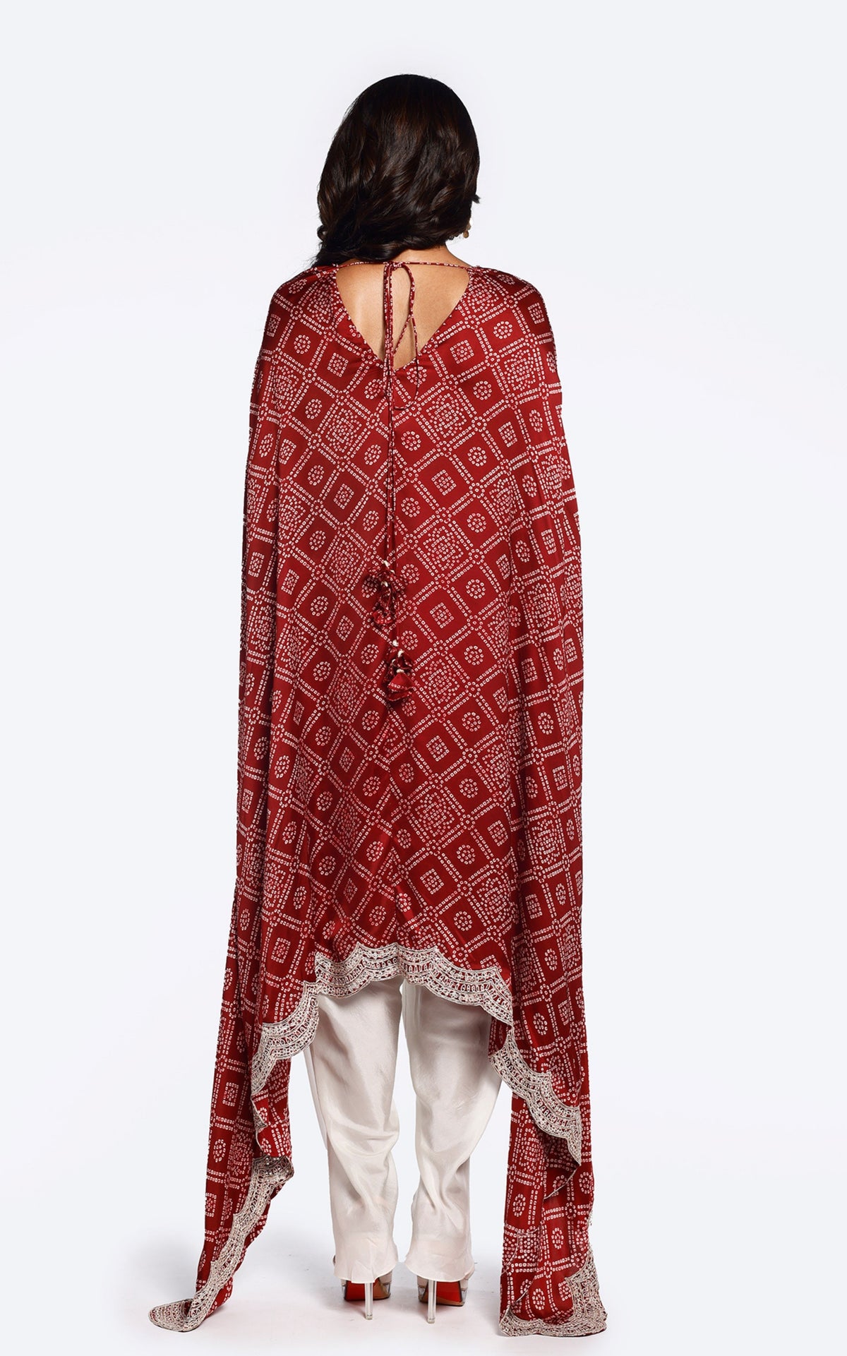 Bandhani Printed Satin Kaftan set