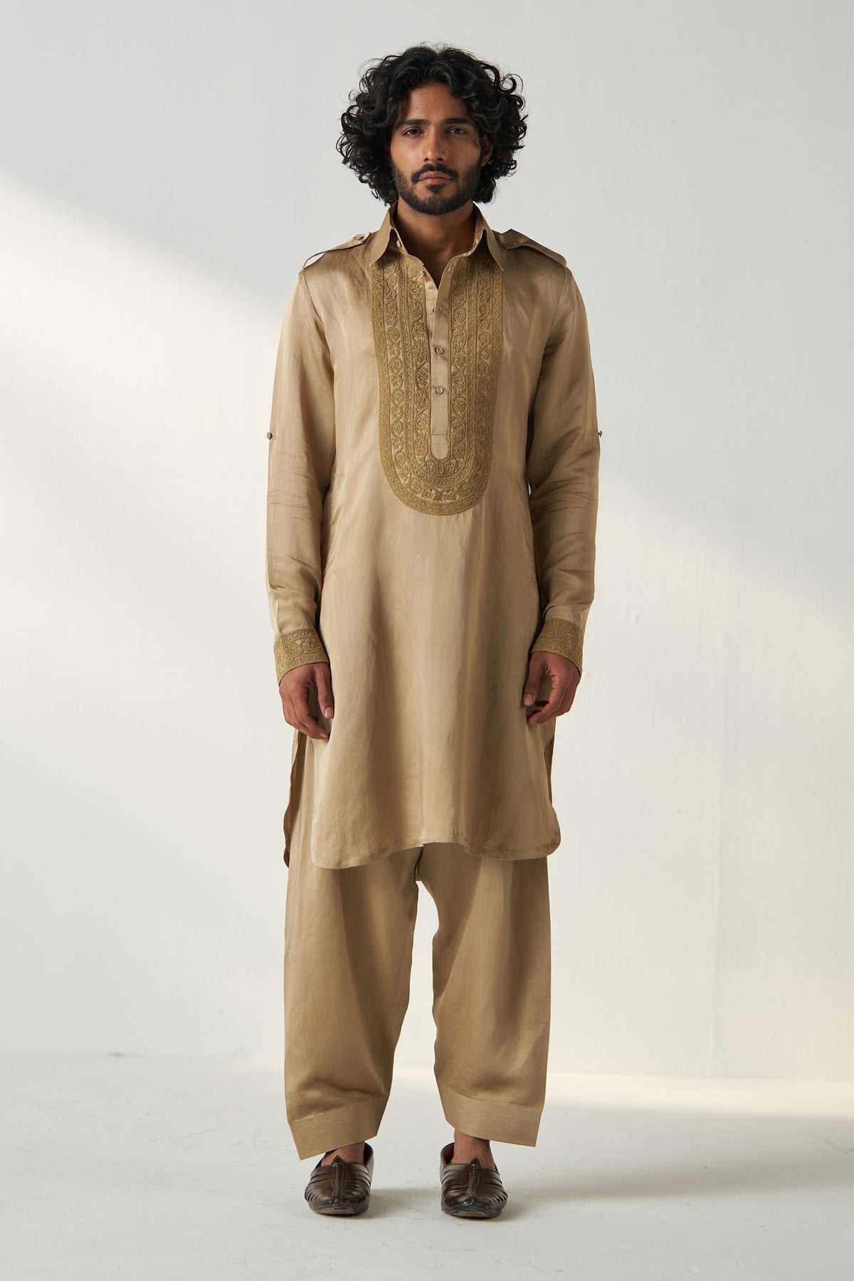 Khaki Gold Arnav Pathani Set