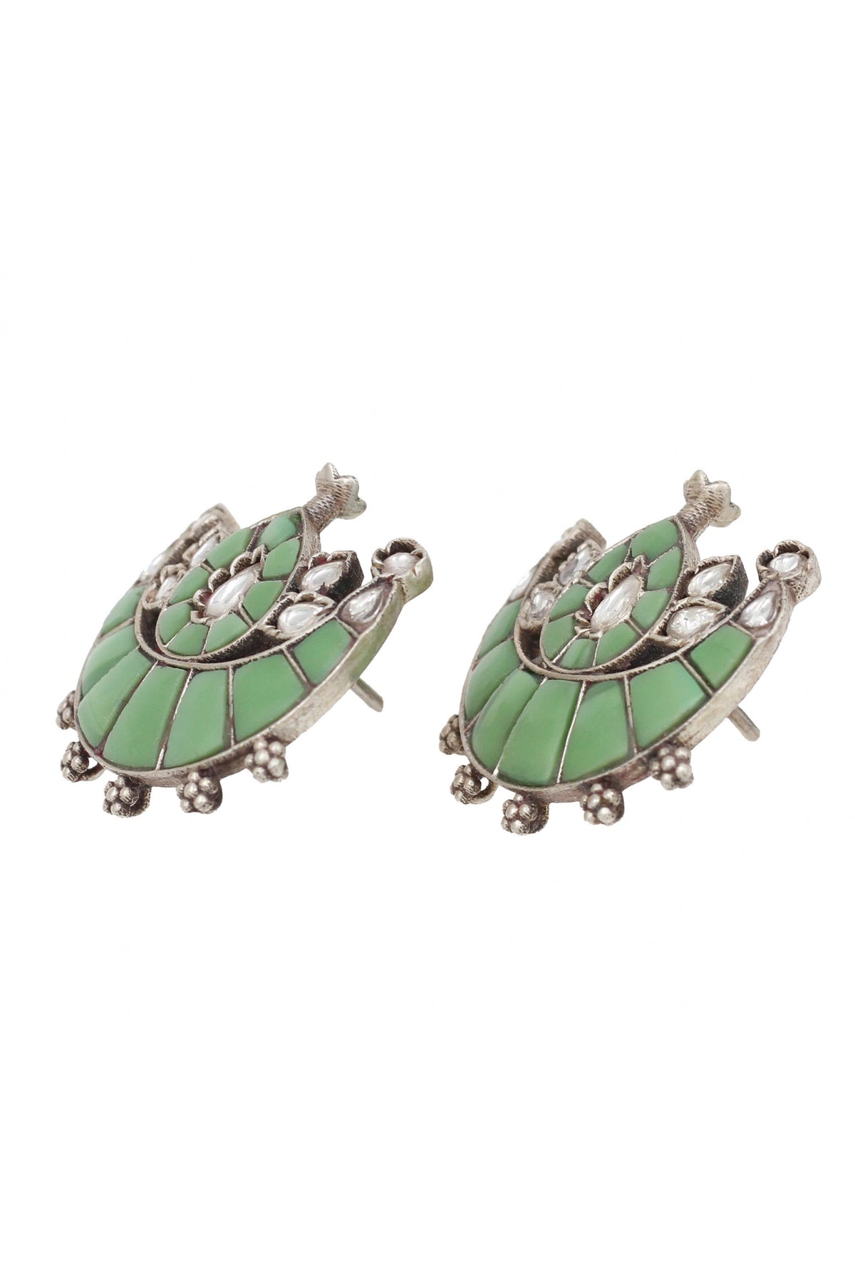 Green Fresh Silver Earrings