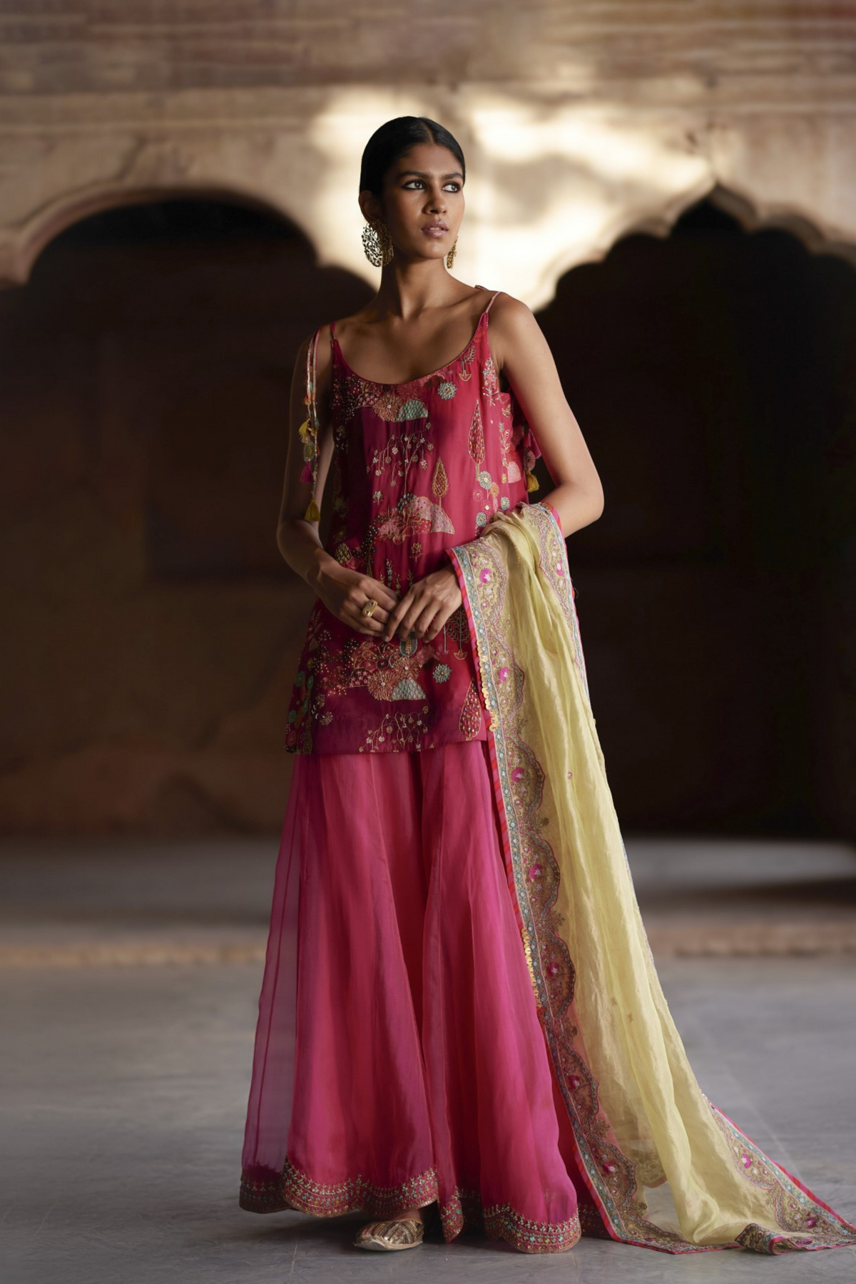 Nadira Magenta Sharara Set