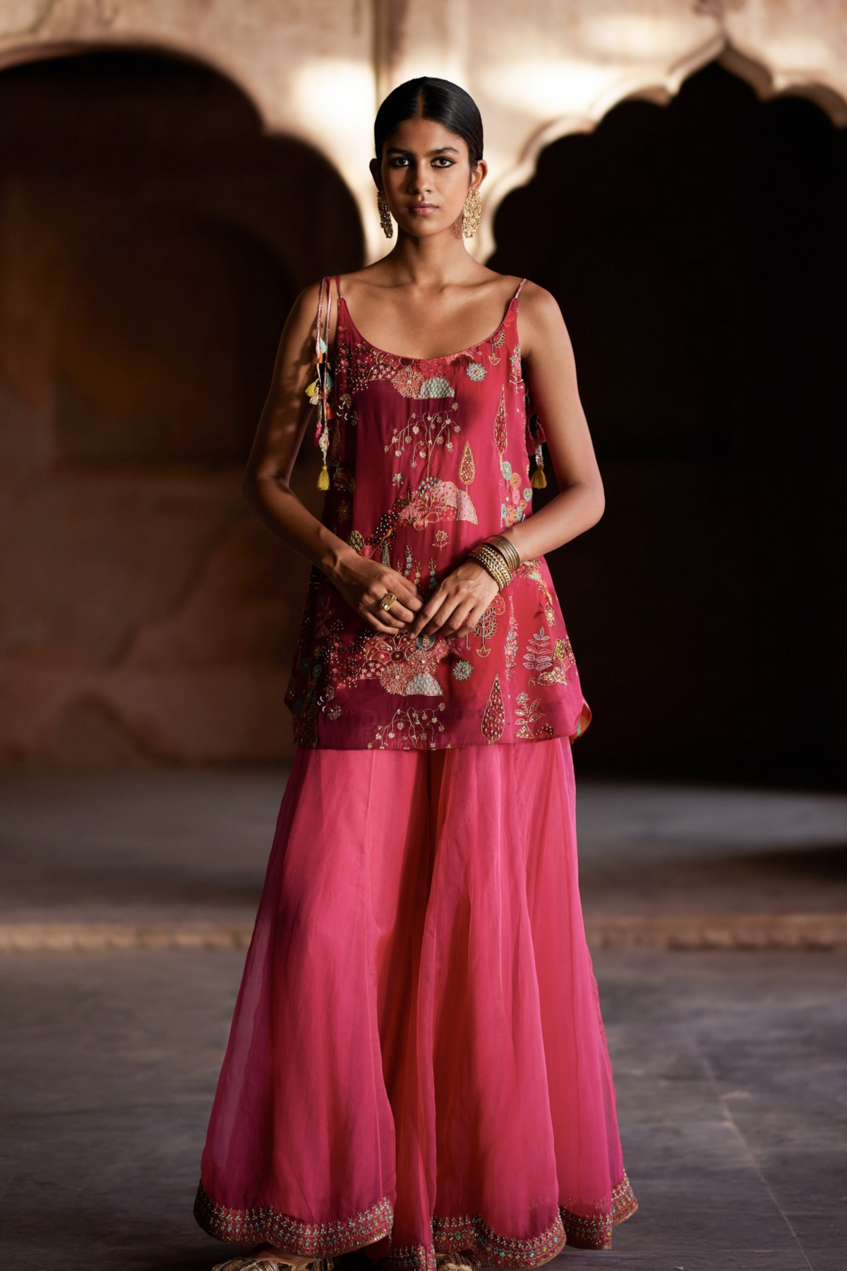 Nadira Magenta Sharara Set