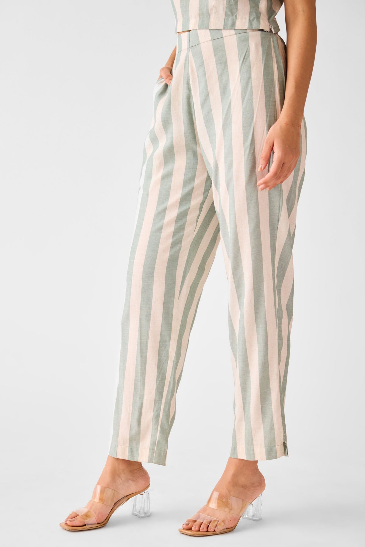 Ivory Abstract Lines Trousers