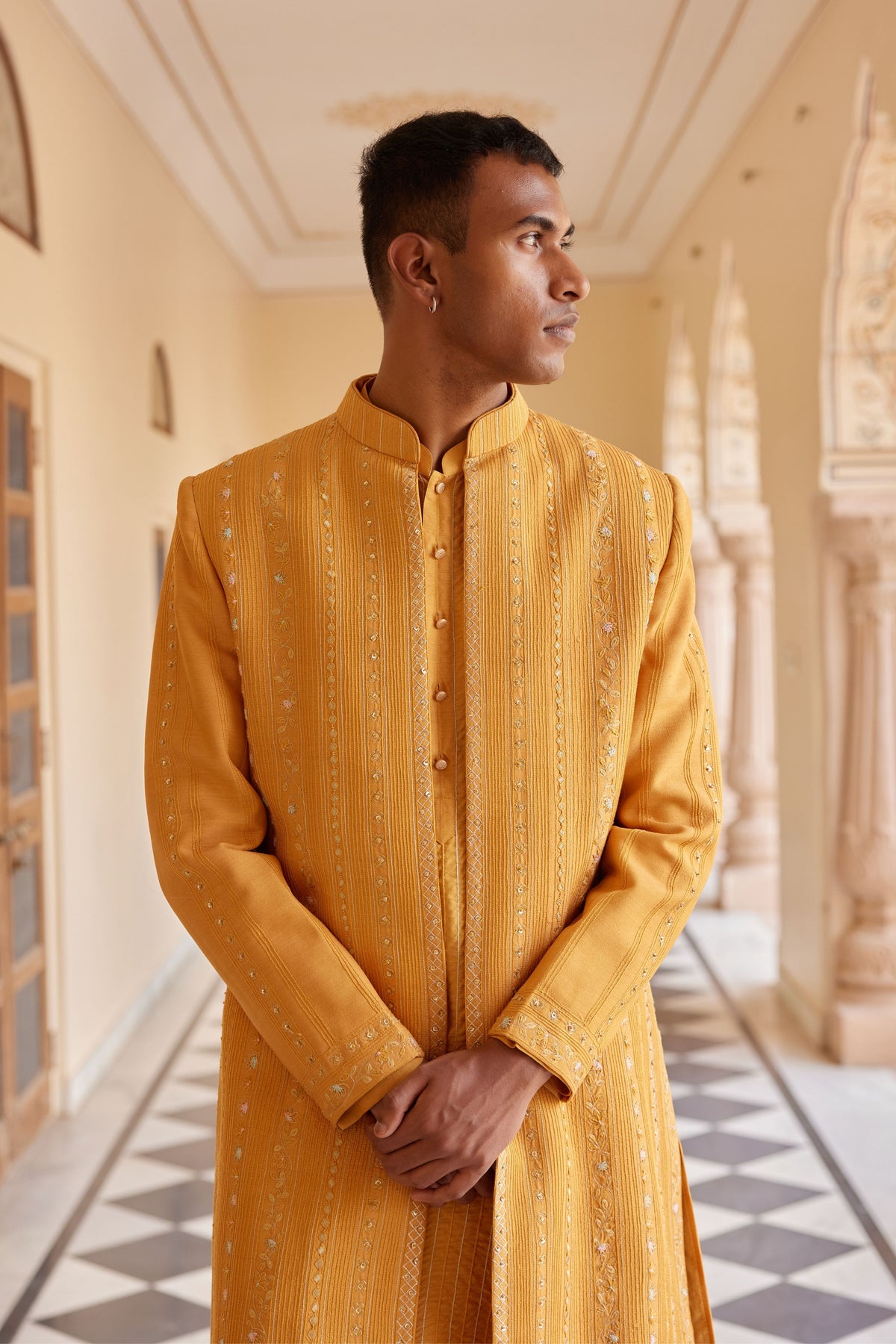 Orange Peel Sherwani Set