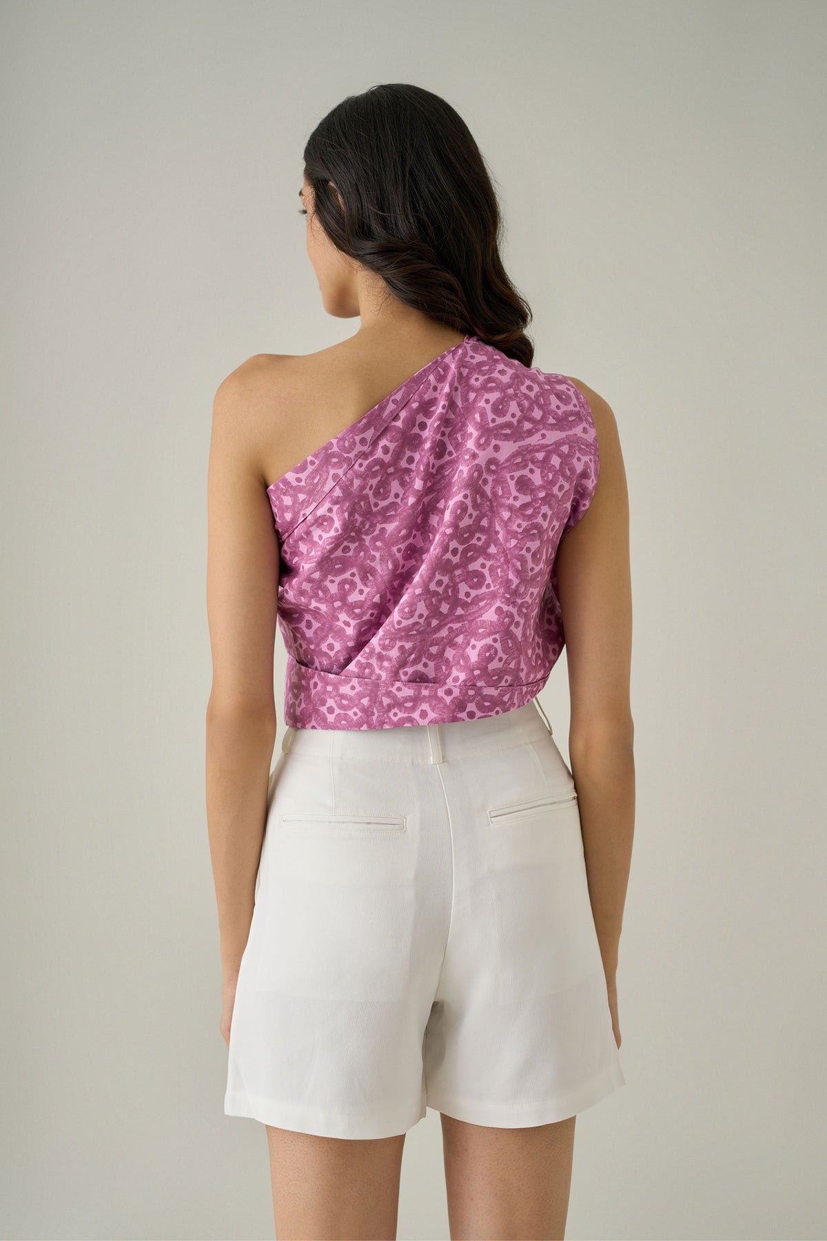 Kolam One-shoulder Sari Top