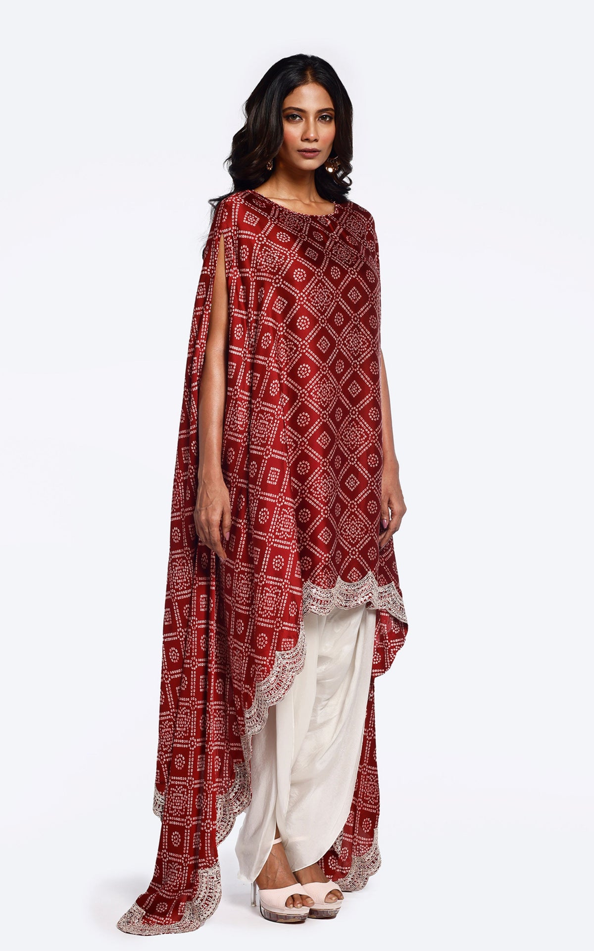 Bandhani Printed Satin Kaftan set