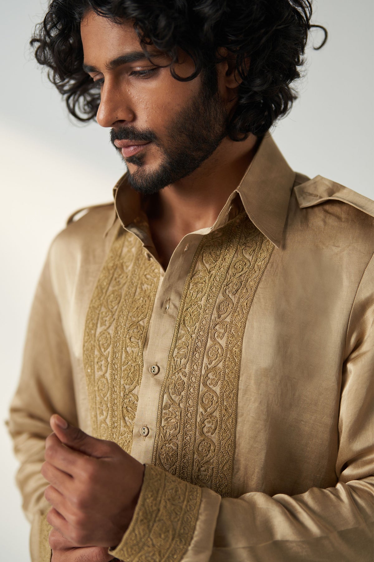 Khaki Gold Arnav Pathani Set