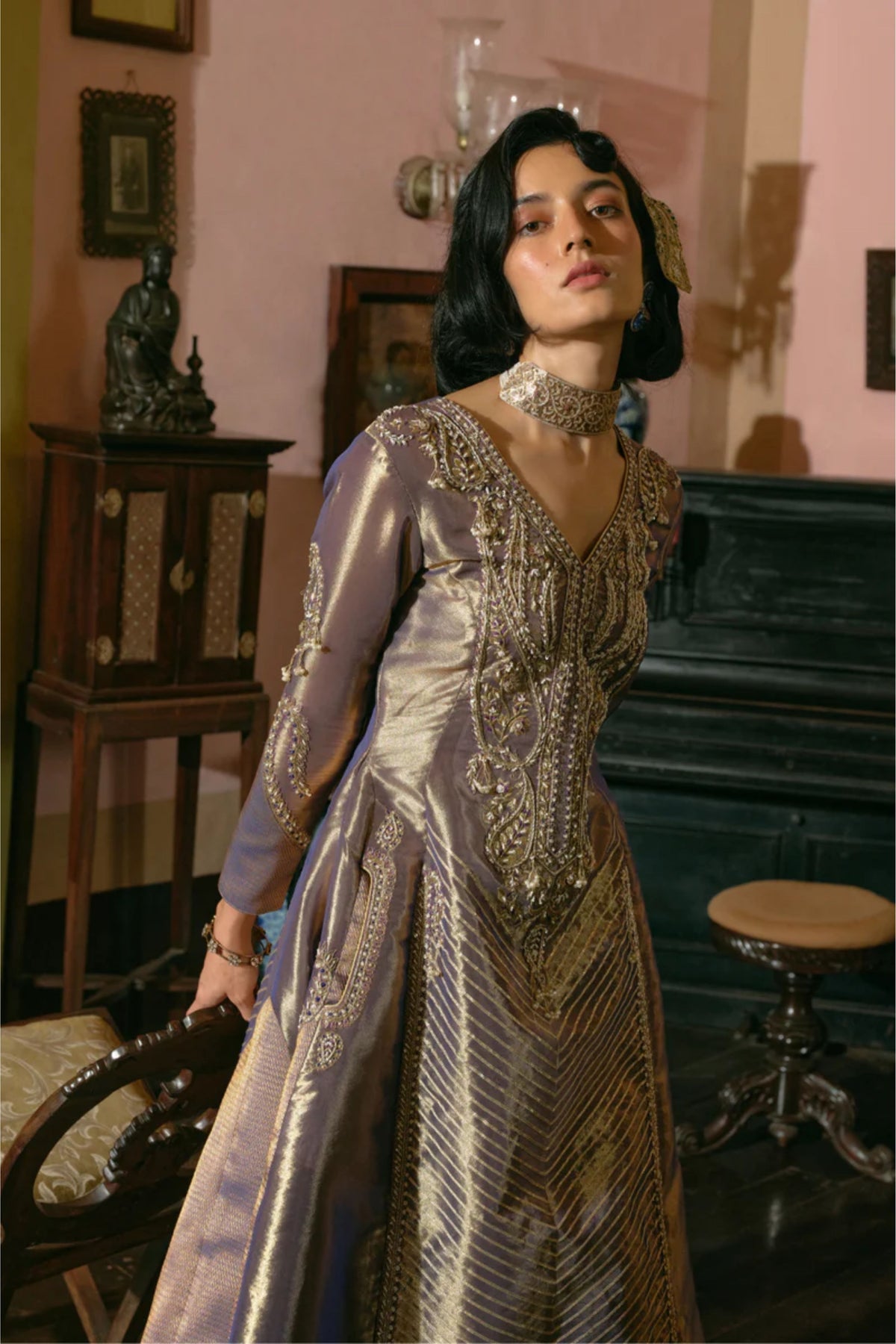 Purple Anarkali Set