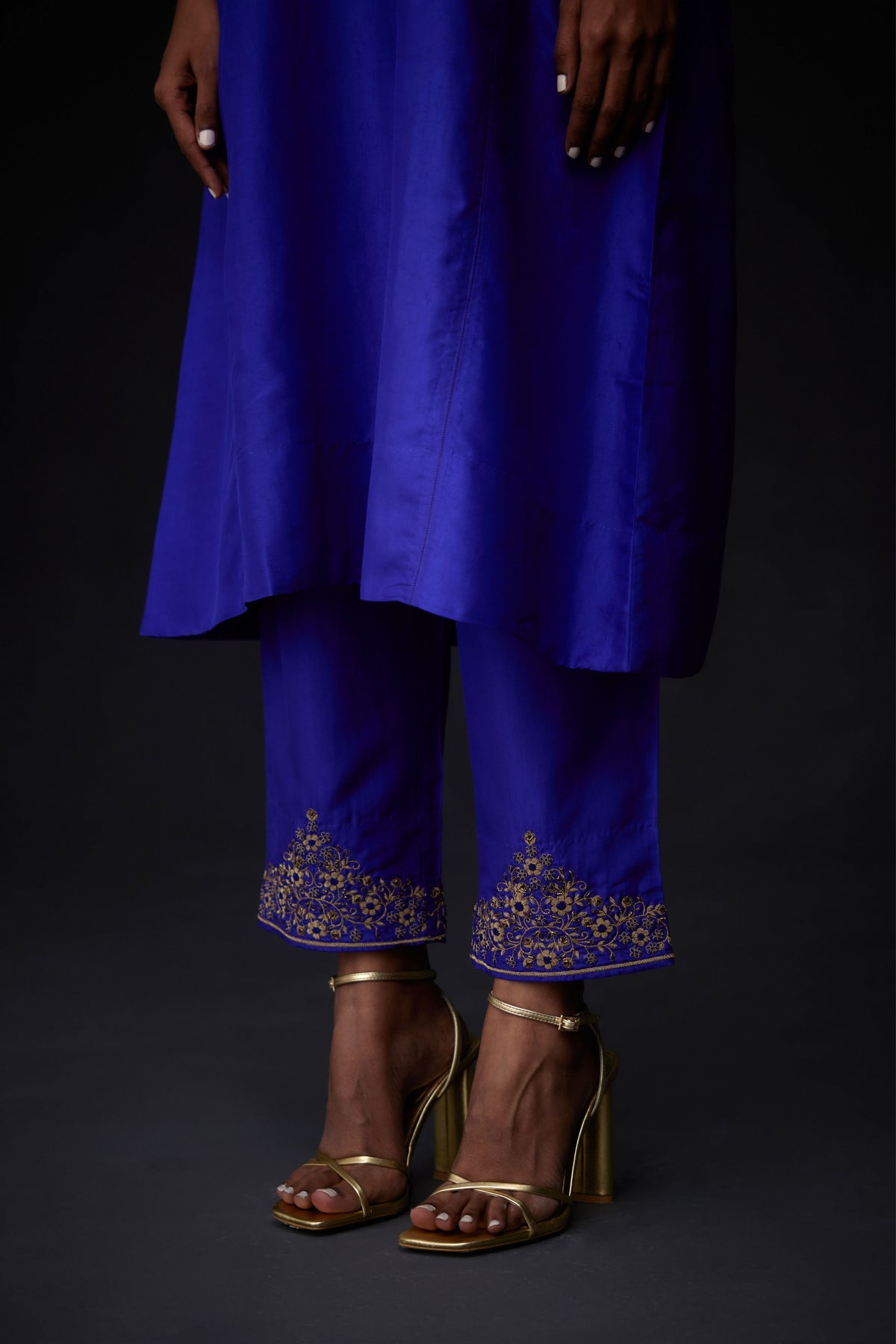 Blue Embroidered Tunic &amp; Trouser Set