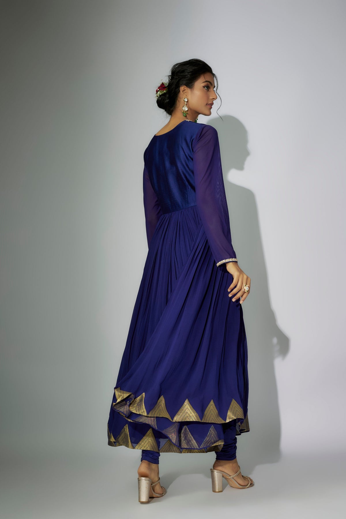 Royal Blue Embroidered Anarkali Set