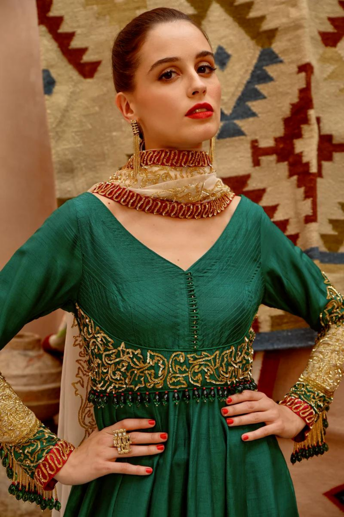 Emerald Green Anarkali Set