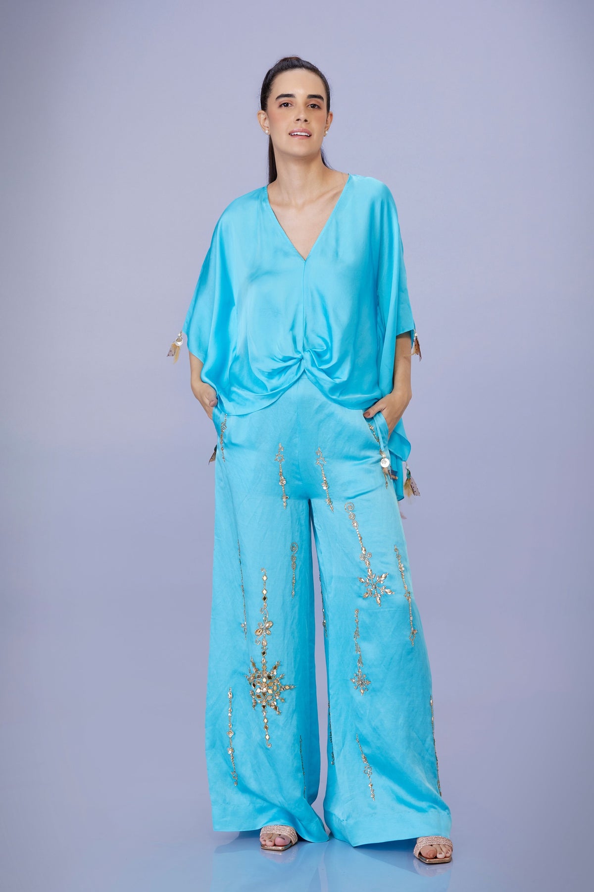 Draped Kaftan in Pop Blue