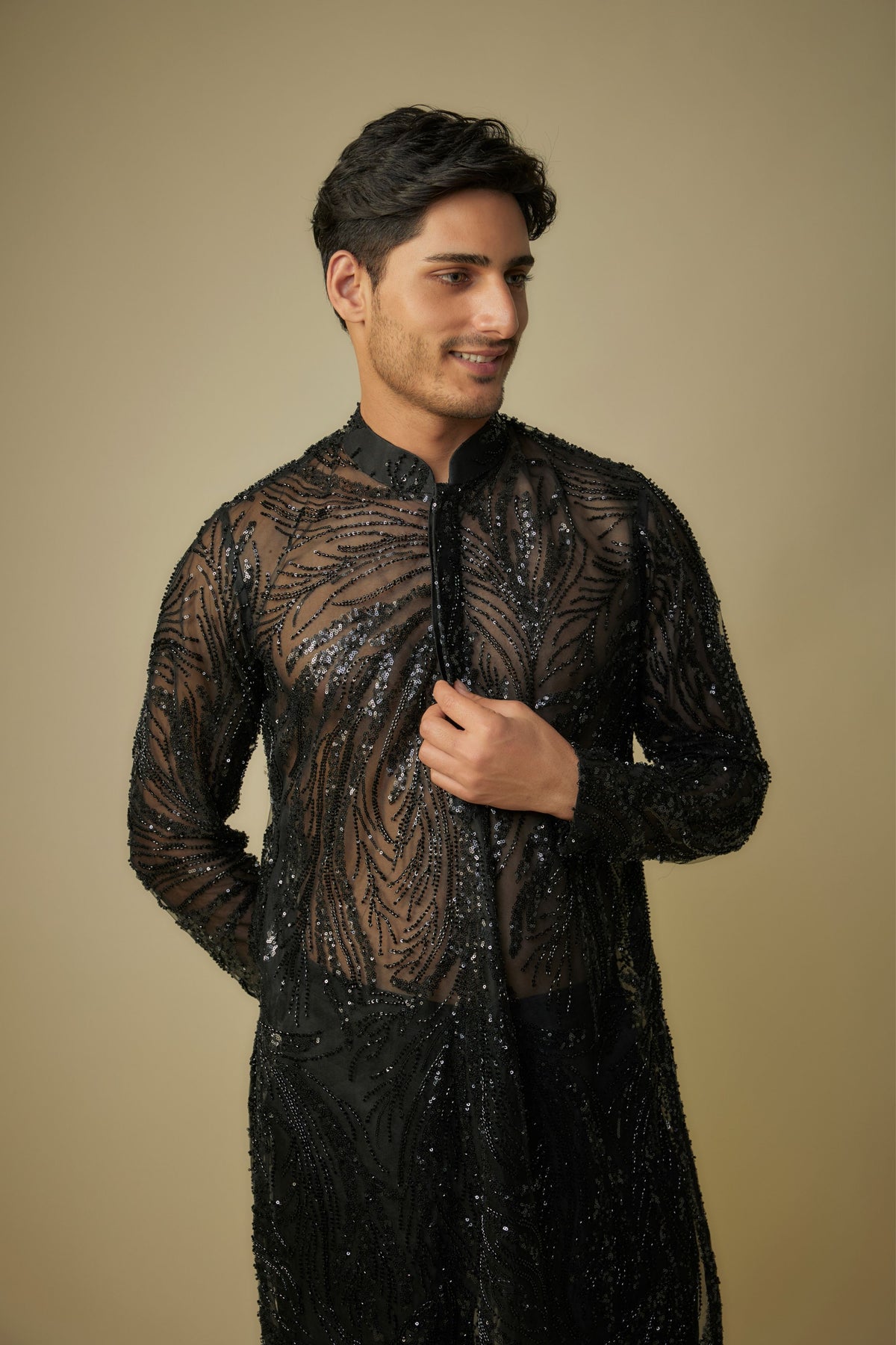 Black Embroidered Kurta Set