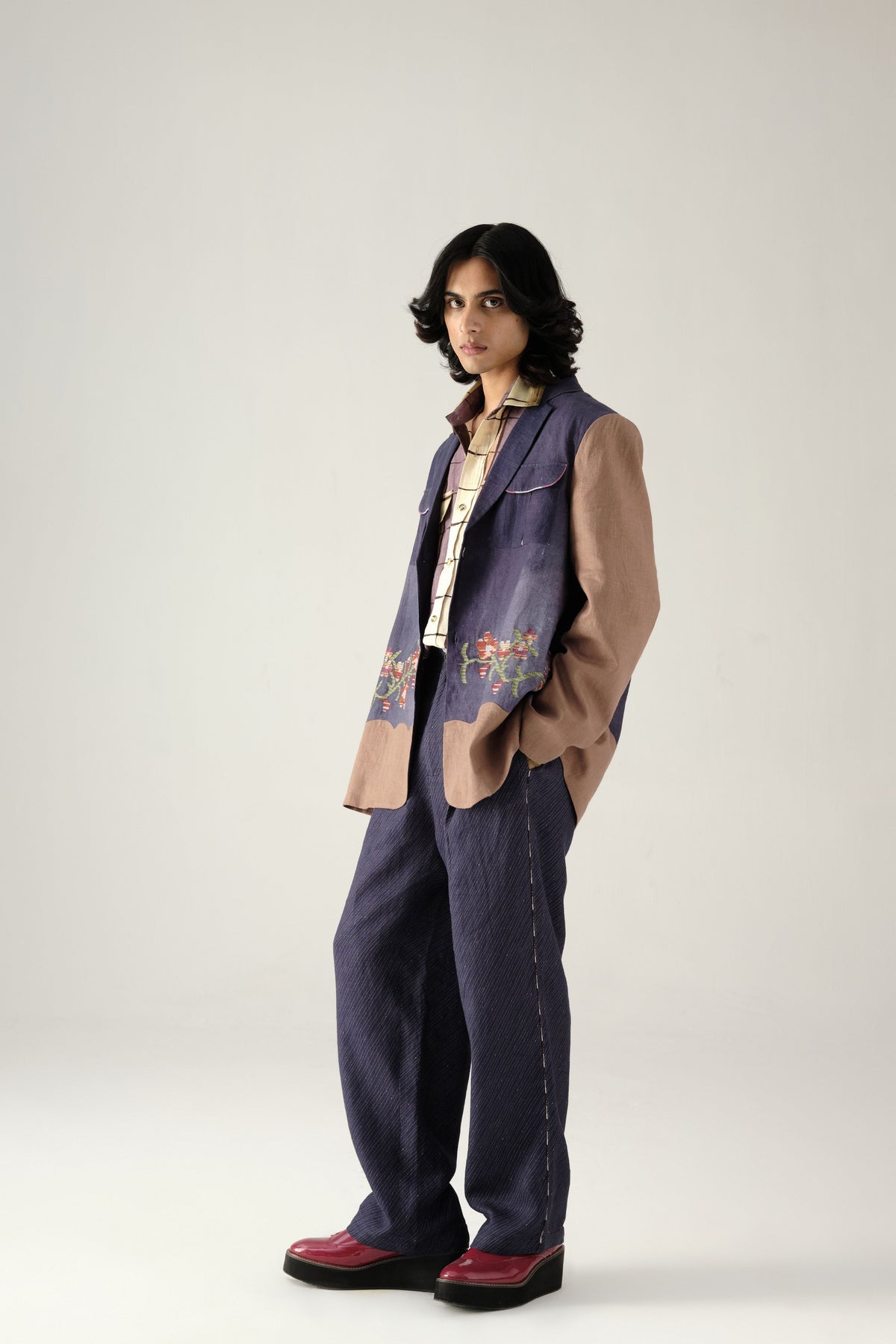 Blue Pixelated Embroidery Nelson Blazer