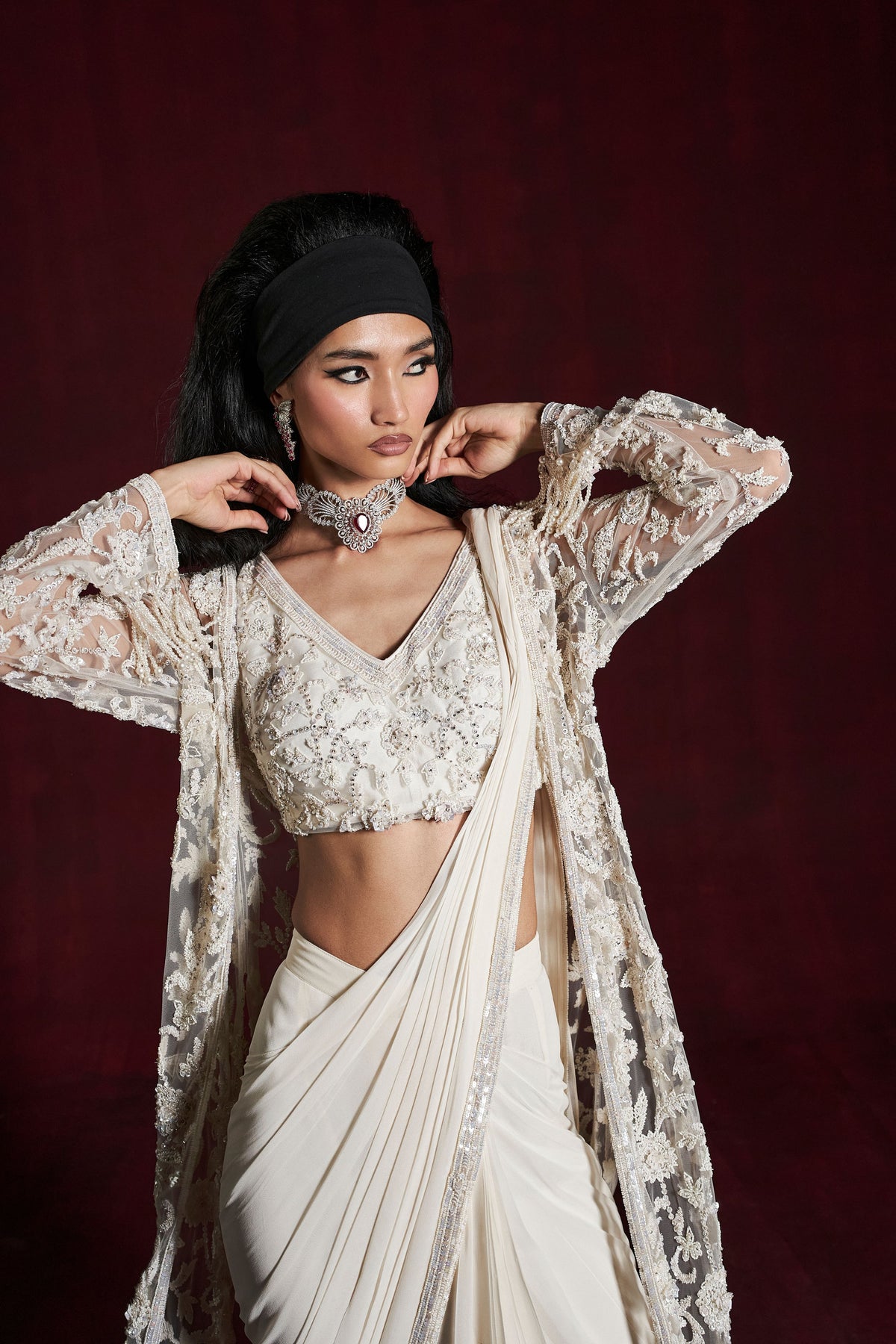 Ivory Hala Saree Set