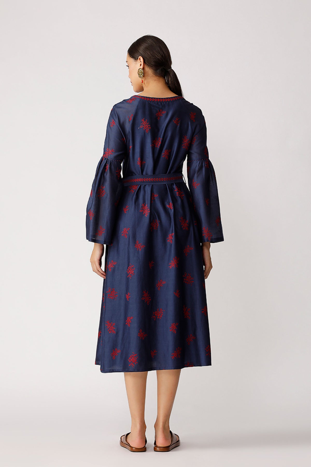 Navy Jonah Belted Embroidered Dress