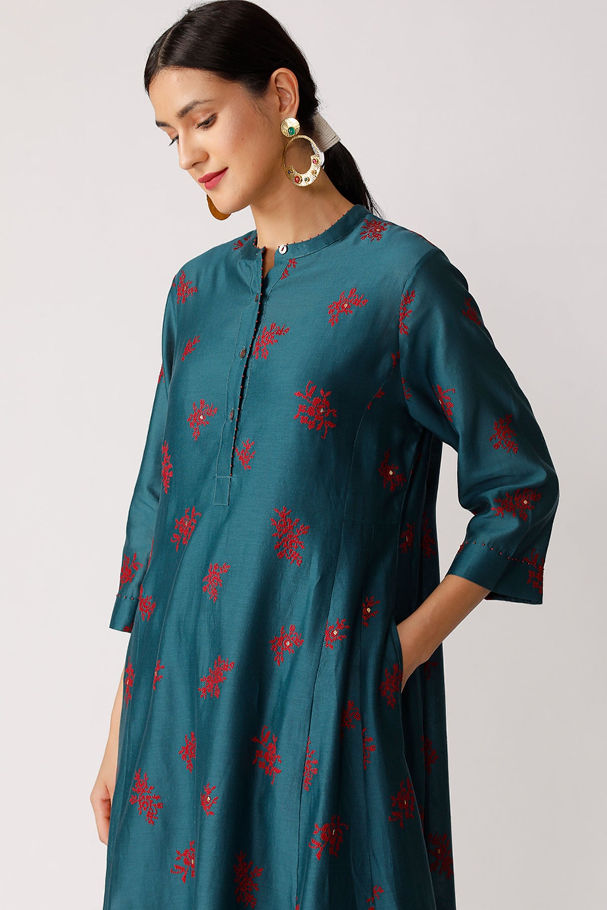 Teal Pirouette Embroidered Dress