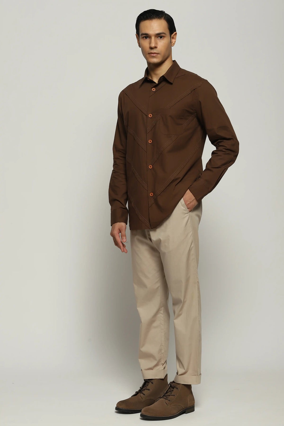 Diagonal Pleats Shirt