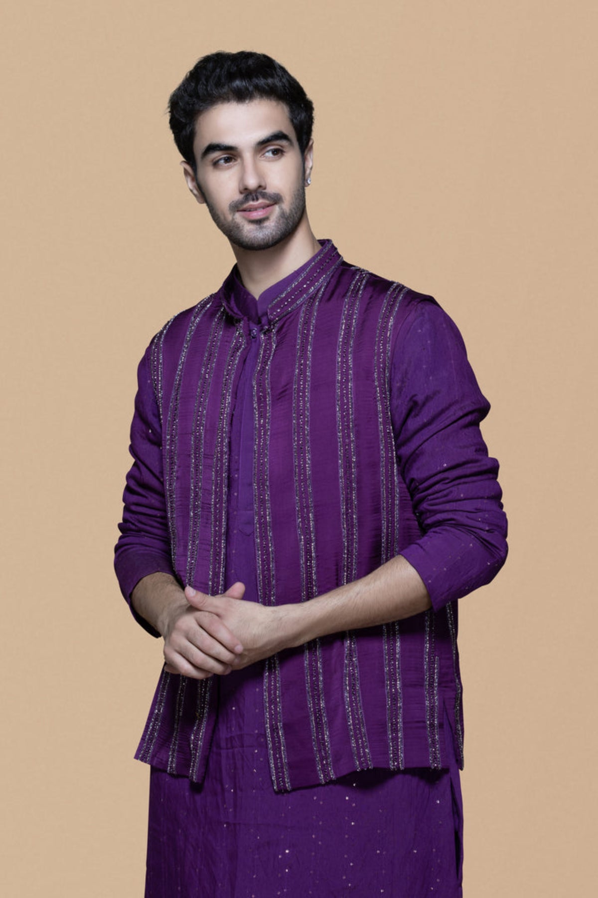 Purple Bundi Kurta Set