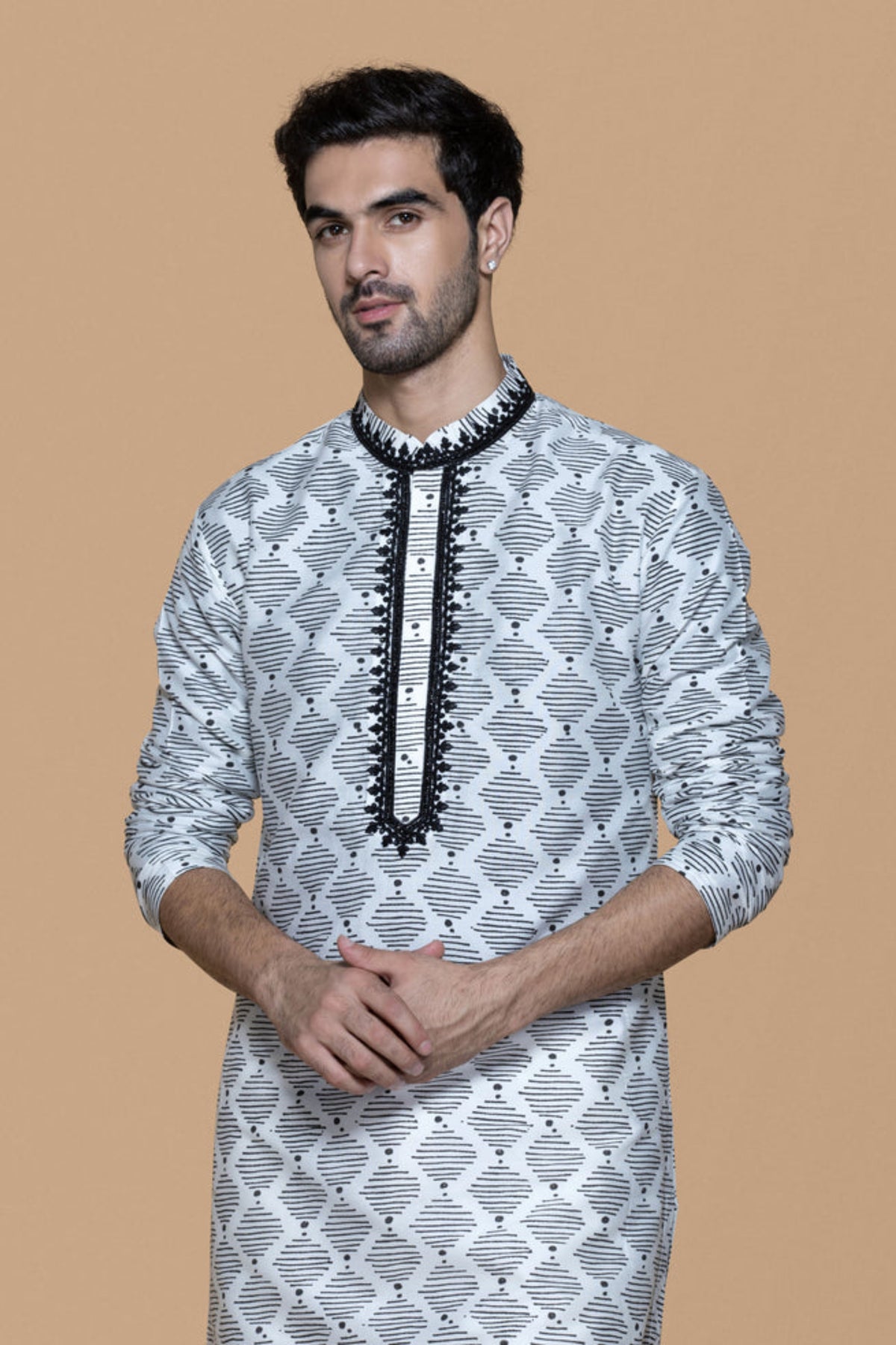 Ivory Hand Block Printed Kurta Set